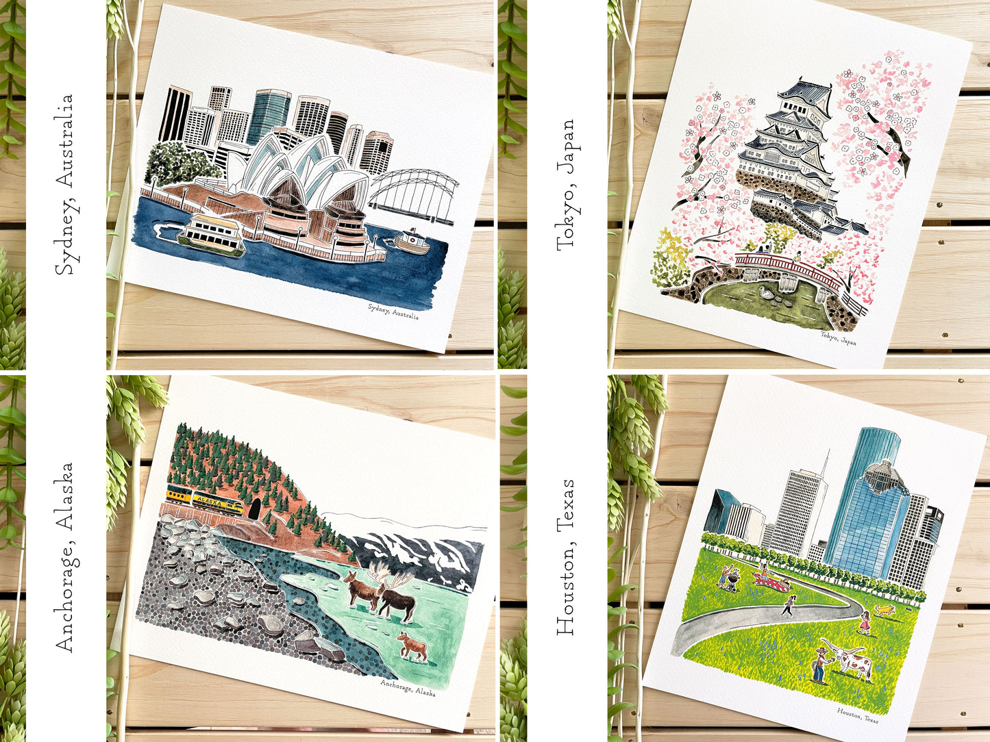 Set of 3 | 8x10 City Watercolor Prints