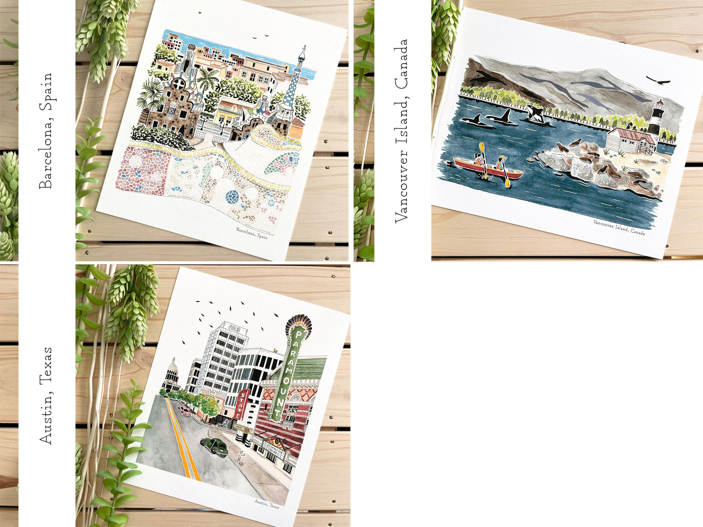 Set of 3 | 8x10 City Watercolor Prints