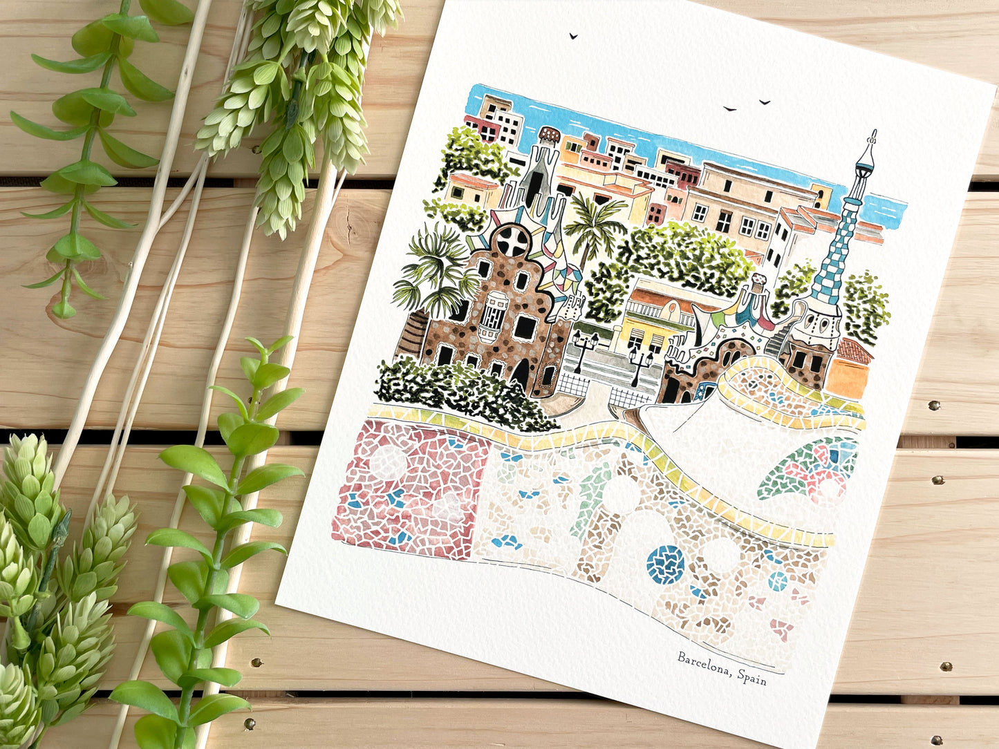 Barcelona (Spain) 8x10 Watercolor Print