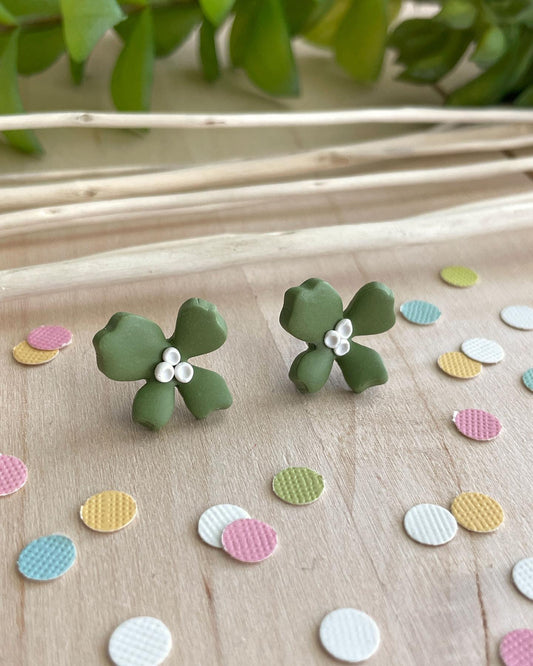 Kiwi Blossom Clay Stud Earrings