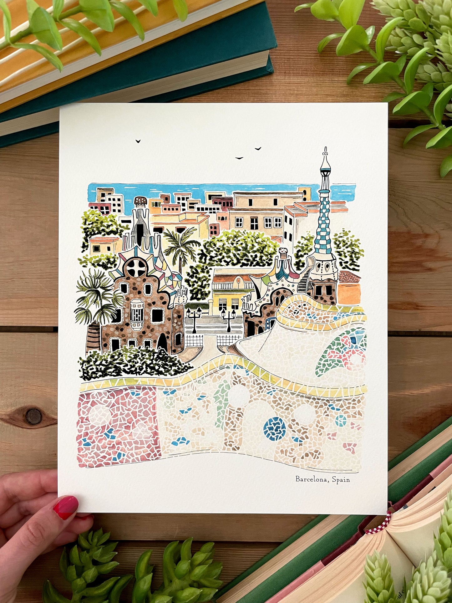 Barcelona (Spain) 8x10 Watercolor Print