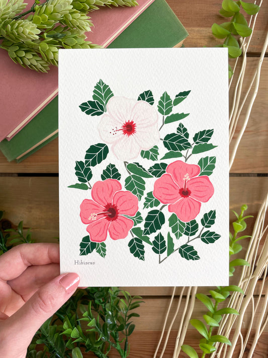 Hibiscus 5x7 Gouache Print