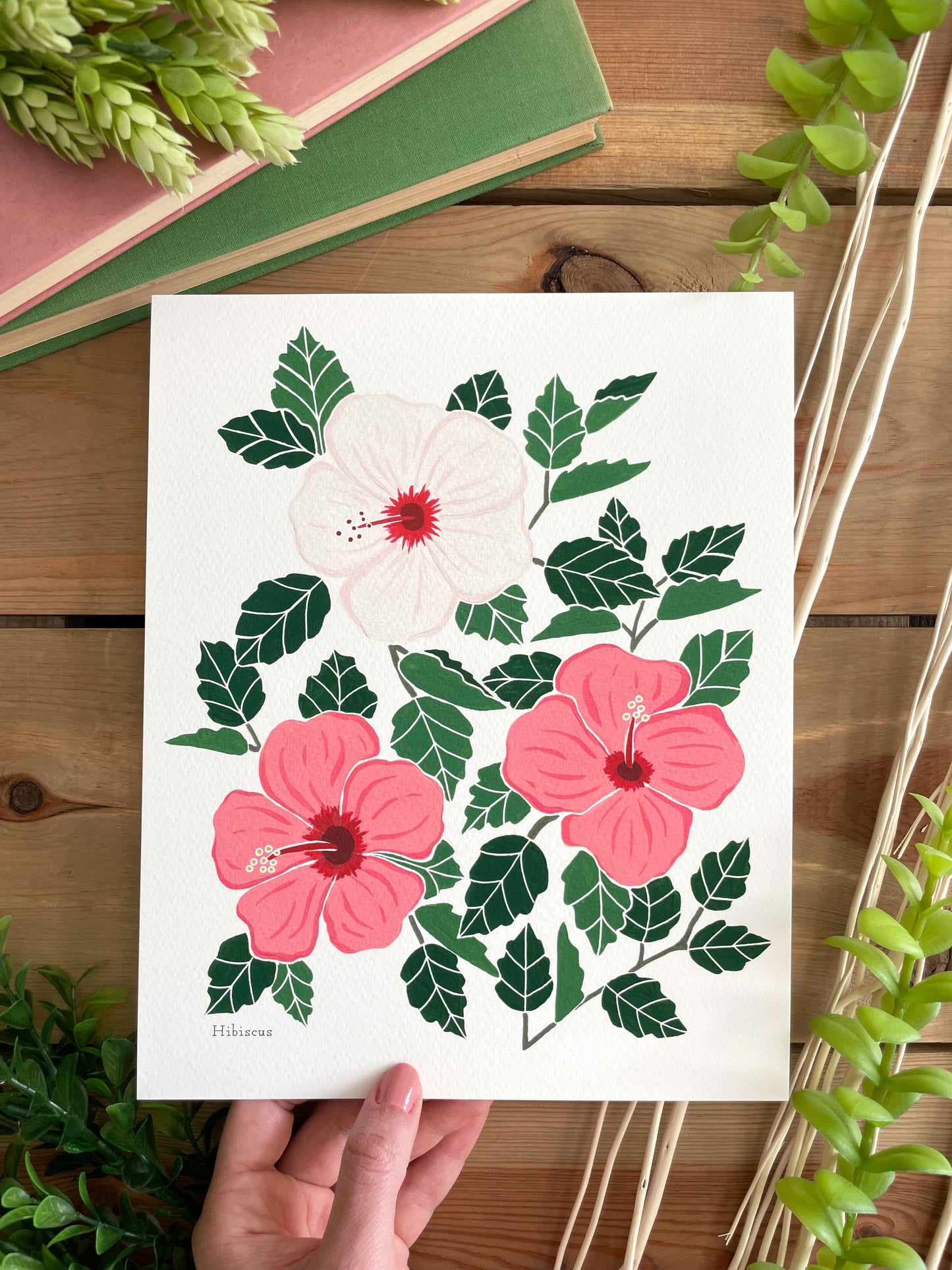 Hibiscus 8x10 Gouache Print