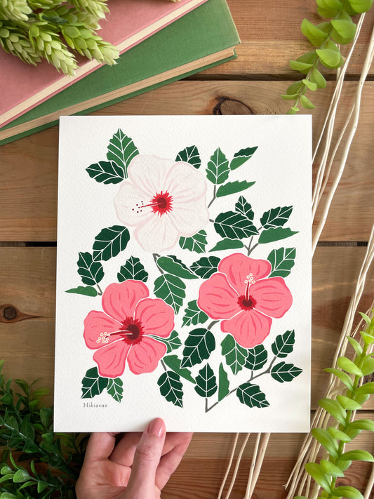 Hibiscus 8x10 Gouache Print