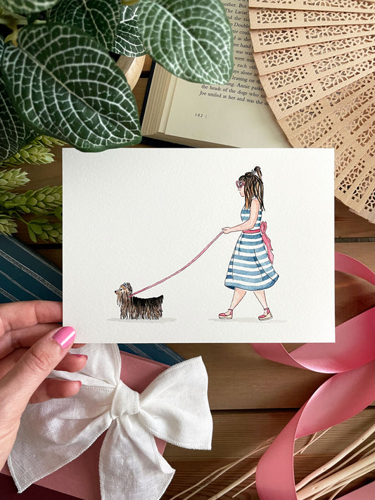 Yorkshire Terrier Companion 5x7 Watercolor Print
