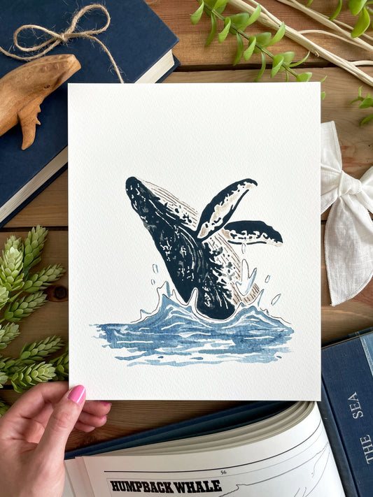 Humpback Whale 8x10 Watercolor Print