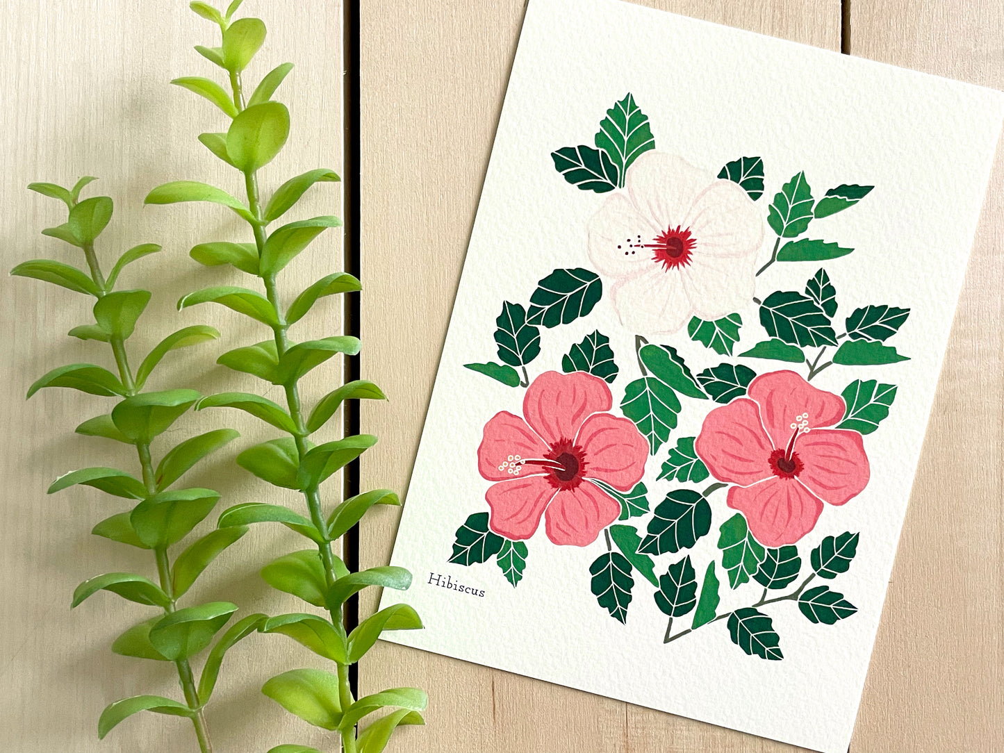 Hibiscus 5x7 Gouache Print