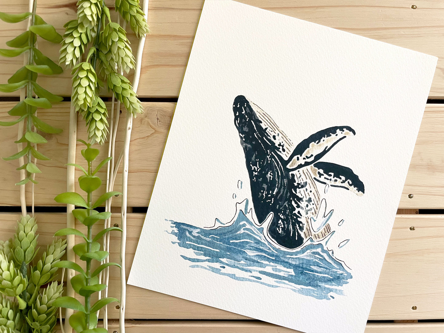 Humpback Whale 8x10 Watercolor Print