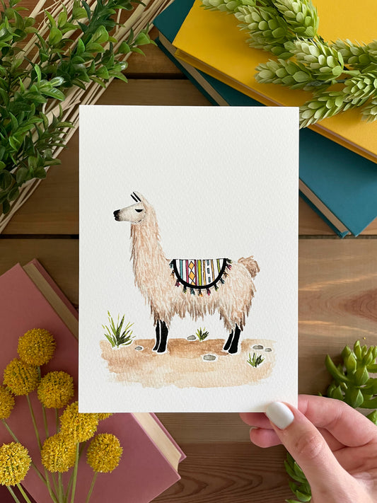 Llama 5x7 Watercolor Print