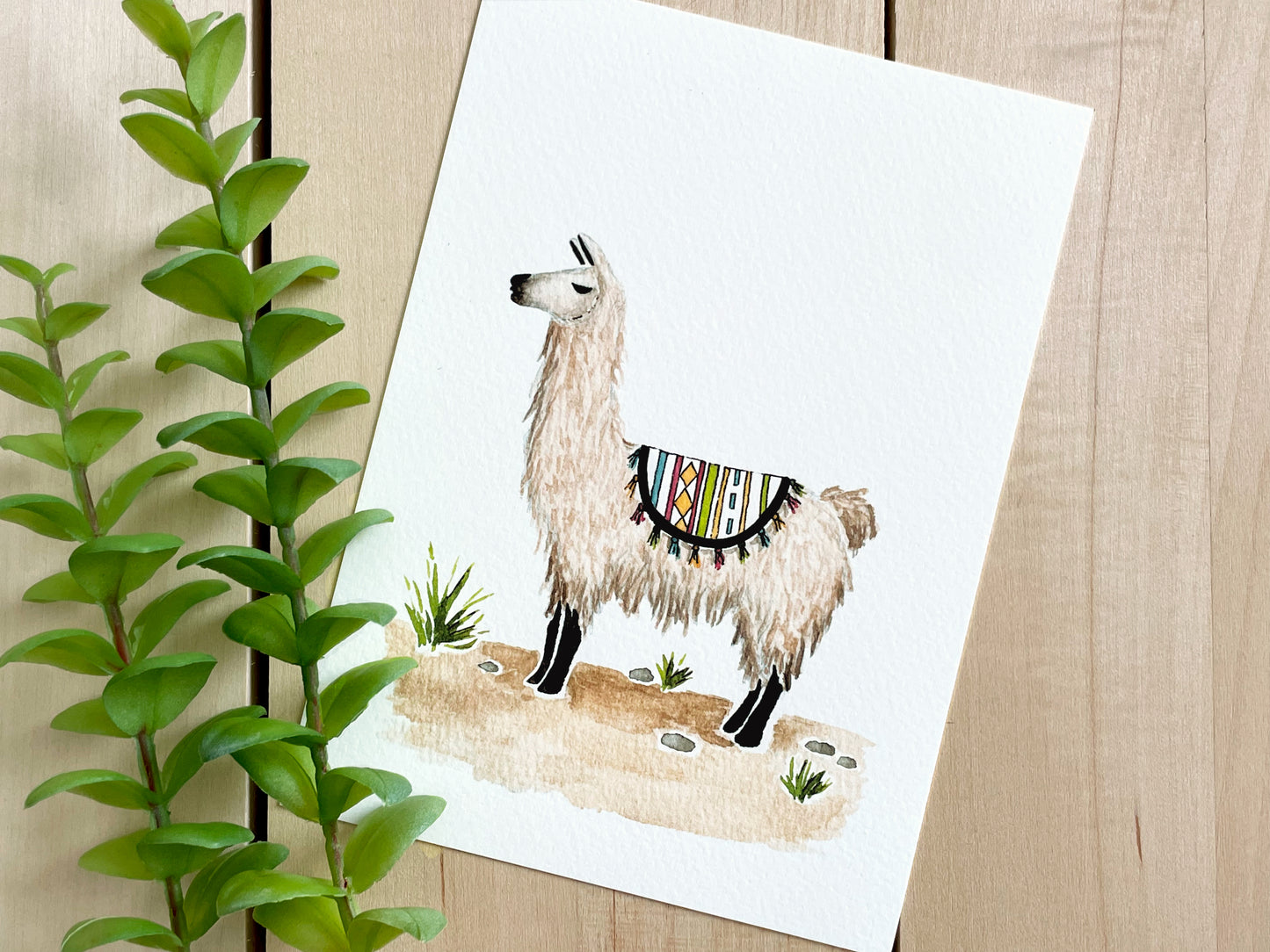 Llama 5x7 Watercolor Print