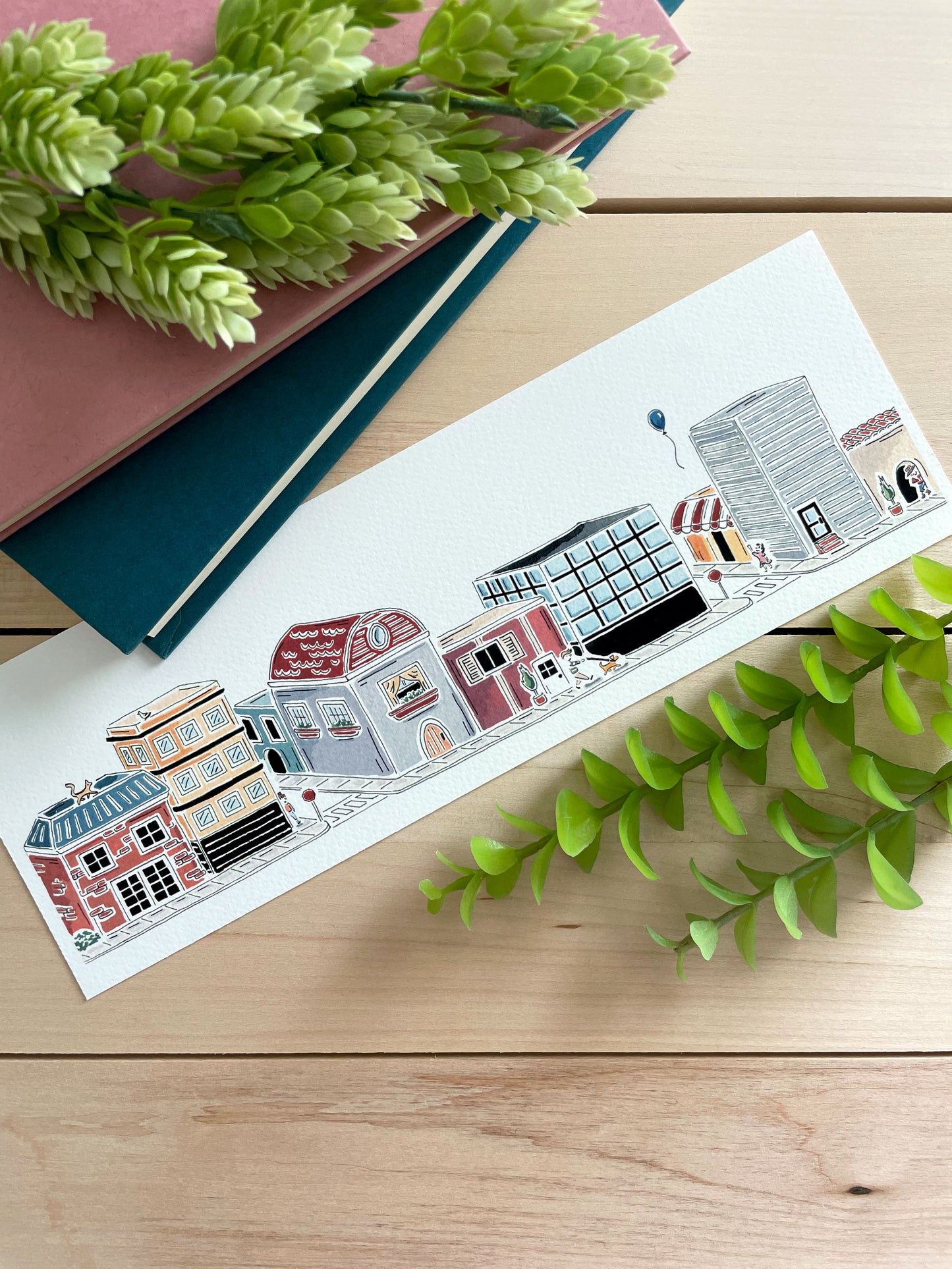 Tiny Town 4x12 Watercolor Print