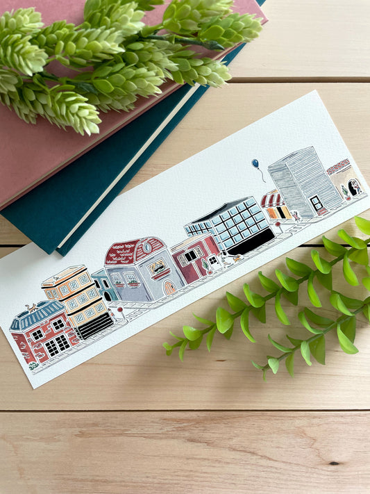 Tiny Town 4x12 Watercolor Print