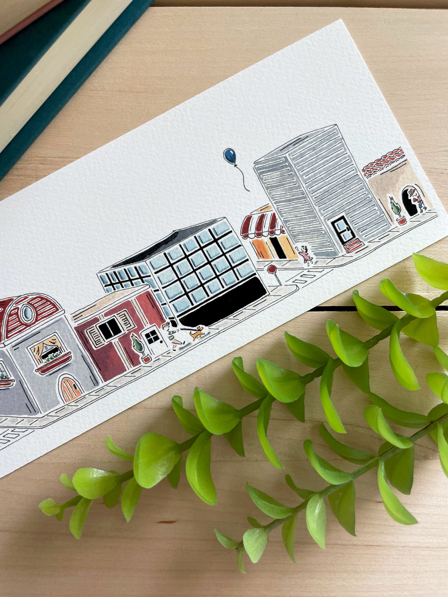 Tiny Town 4x12 Watercolor Print