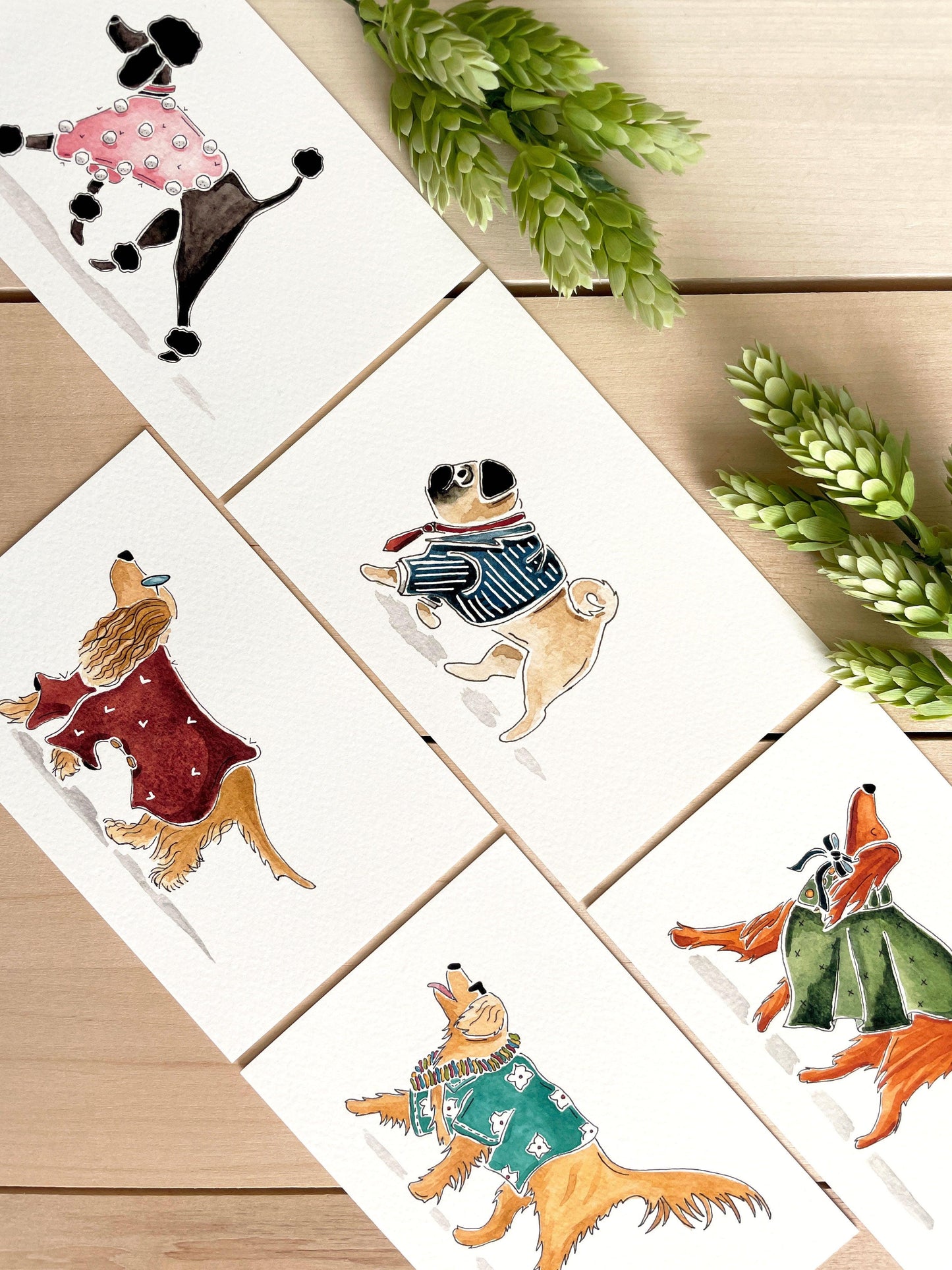 Set of 5 | 4x6 Canine Watercolor Prints - Lilyvine Design