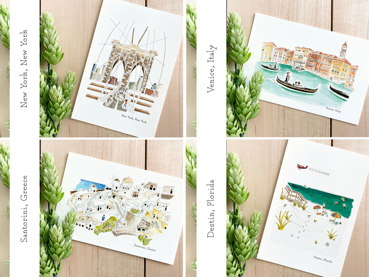 Set of 5 | 4x6 City Watercolor Prints - Lilyvine Design