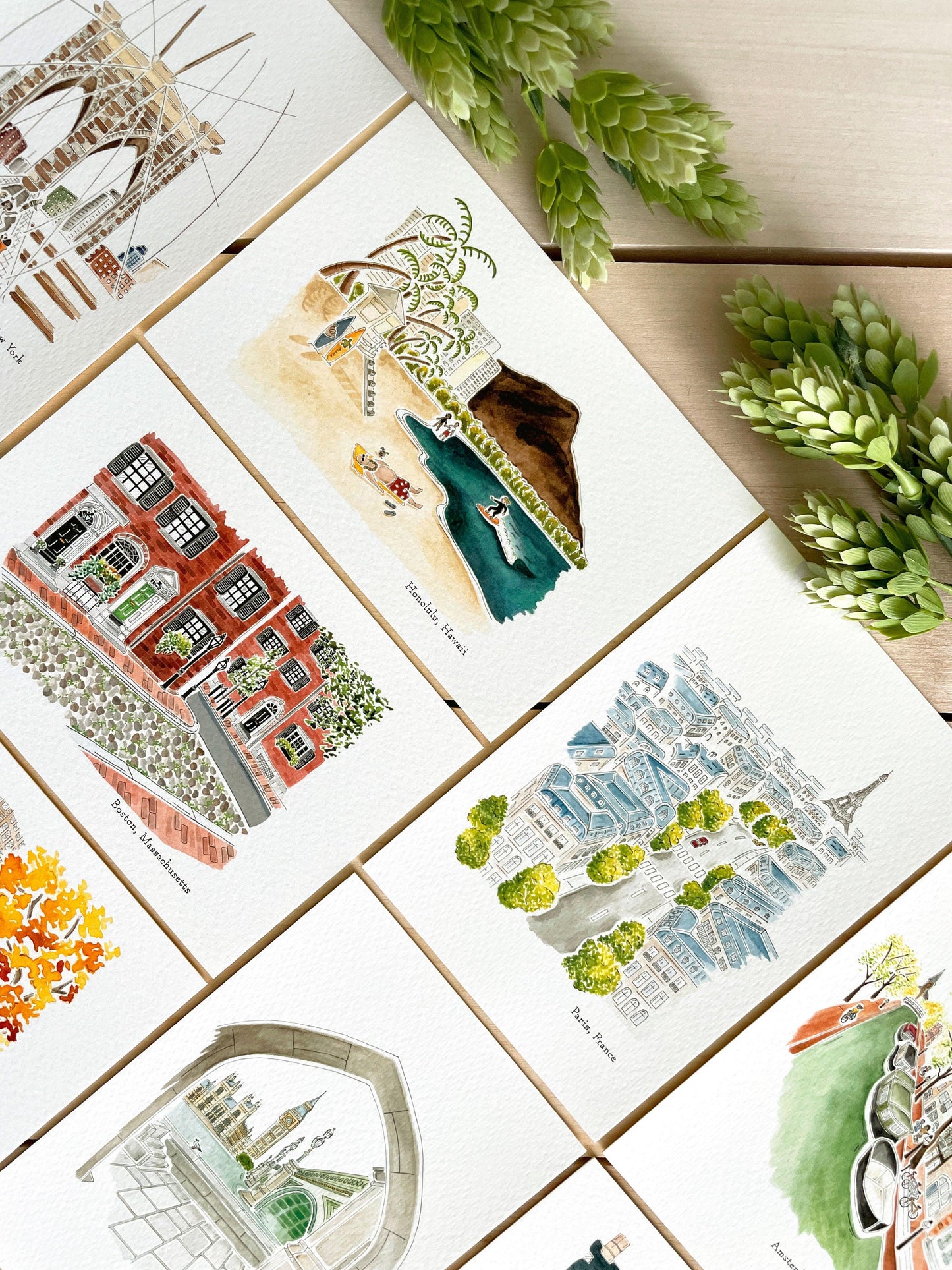 Set of 5 | 4x6 City Watercolor Prints - Lilyvine Design