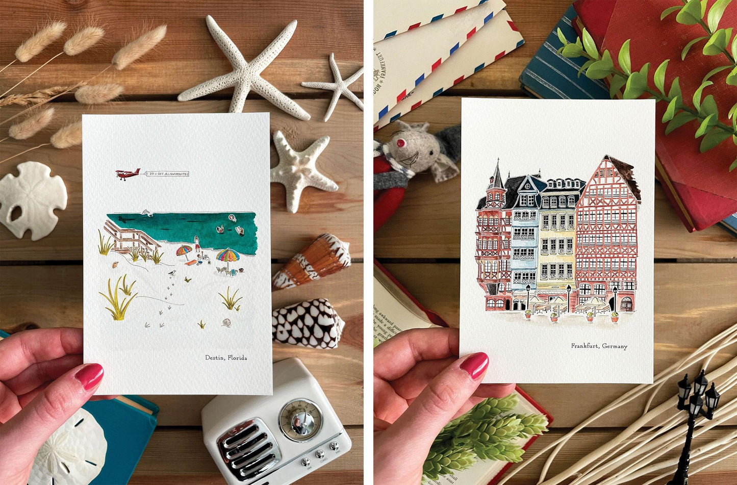 Set of 5 | 4x6 City Watercolor Prints - Lilyvine Design