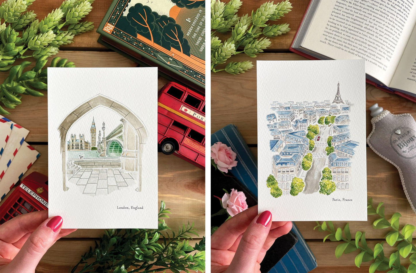 Set of 5 | 4x6 City Watercolor Prints - Lilyvine Design