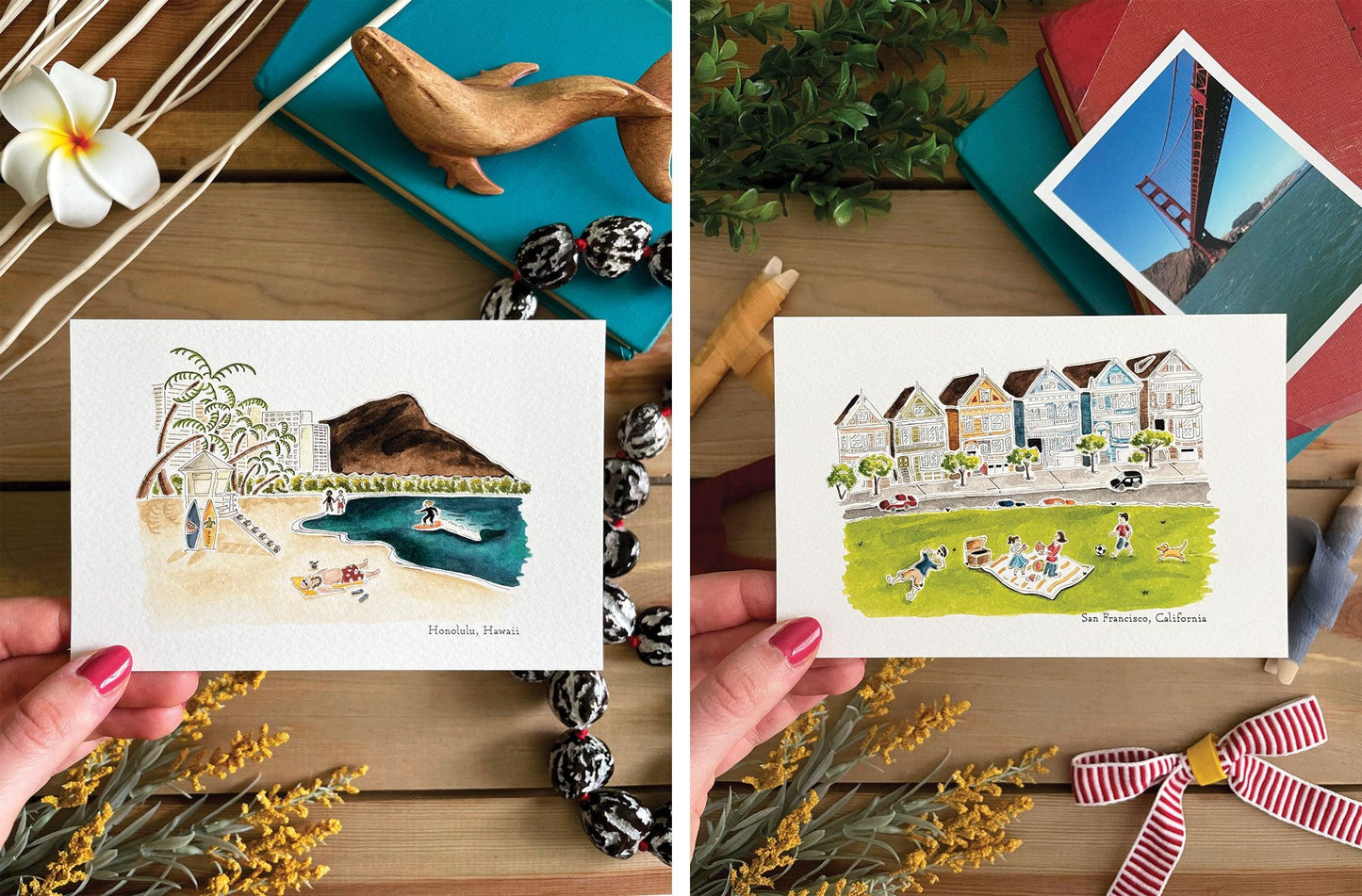 Set of 5 | 4x6 City Watercolor Prints - Lilyvine Design