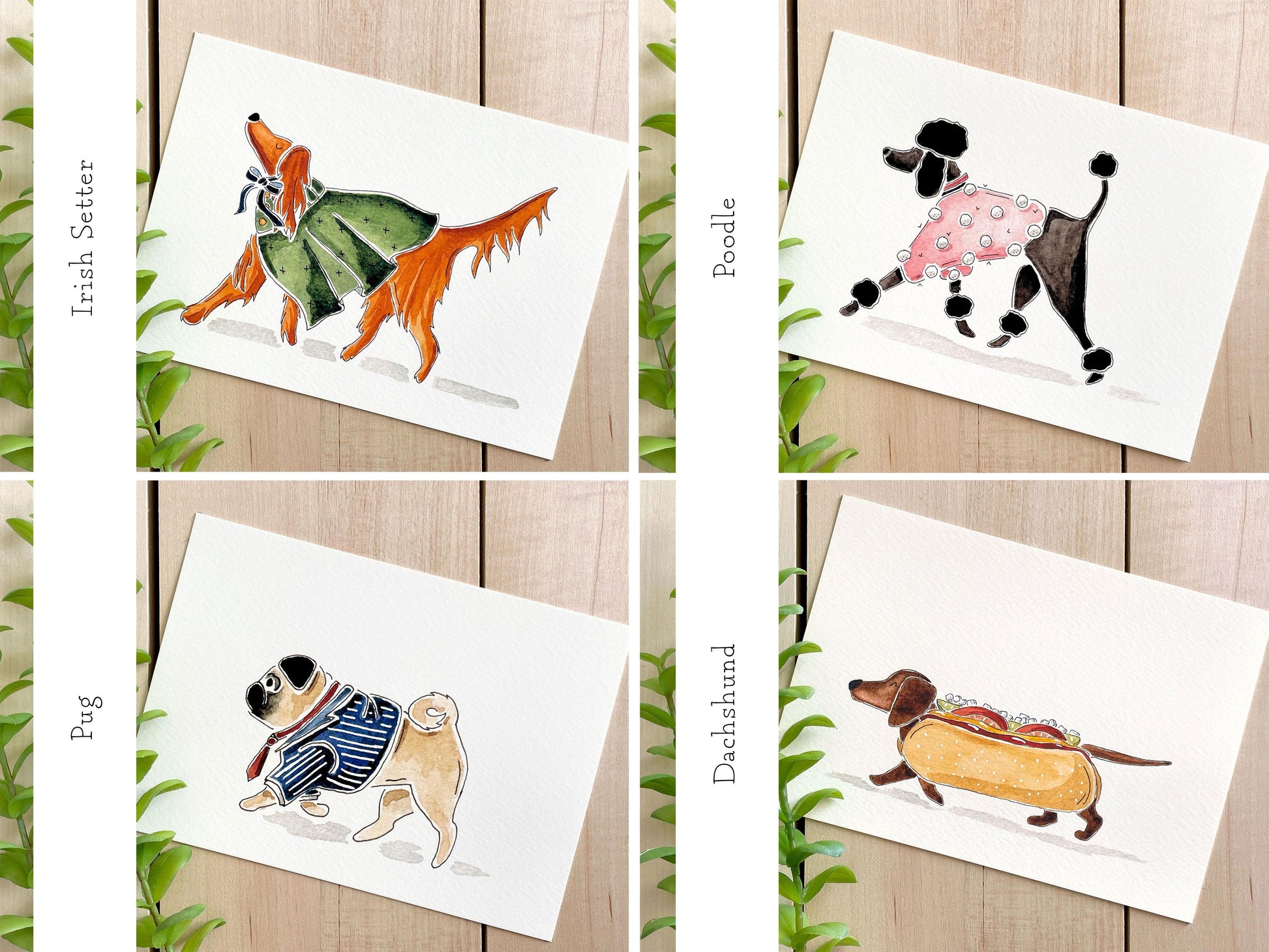 Set of 5 | 5x7 Canine Watercolor Prints - Lilyvine Design