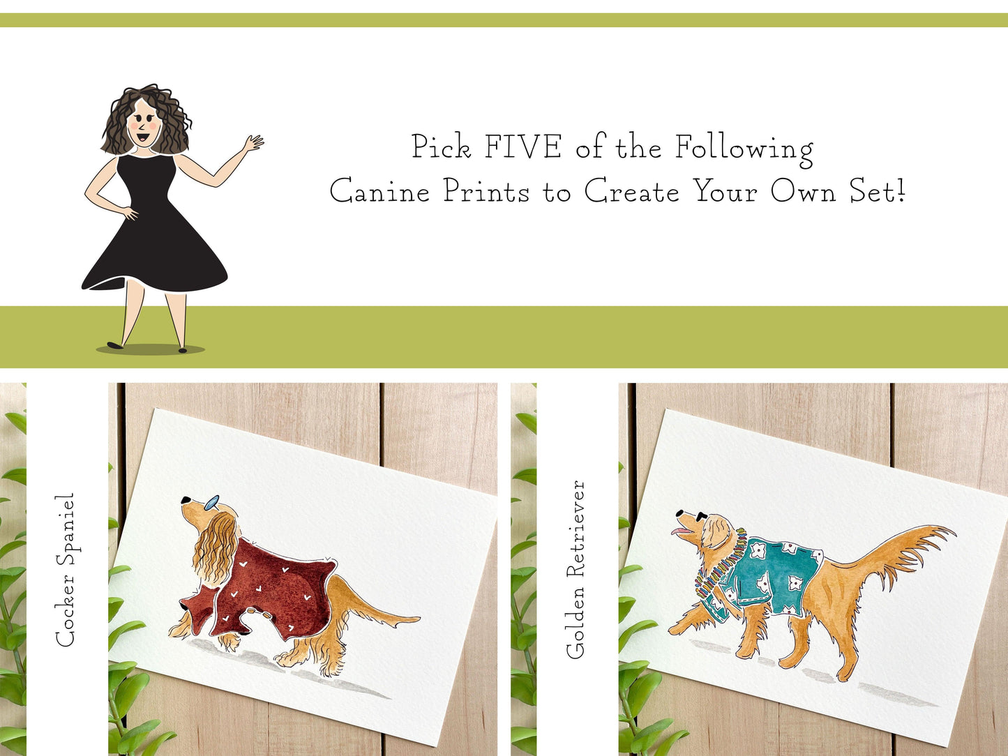Set of 5 | 5x7 Canine Watercolor Prints - Lilyvine Design