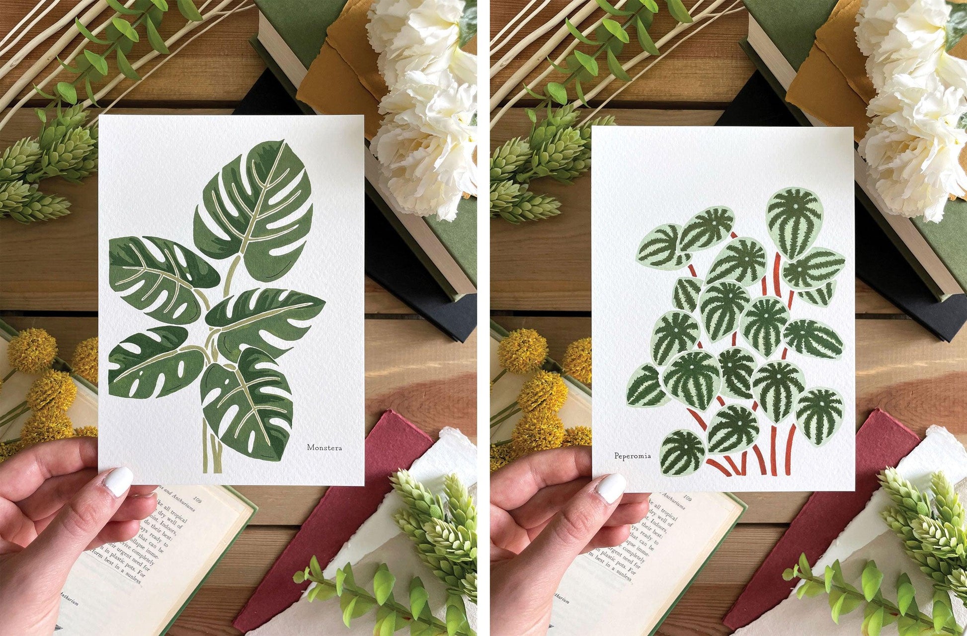 Set of 5 | 5x7 Plants on Paper Gouache Prints - Lilyvine Design