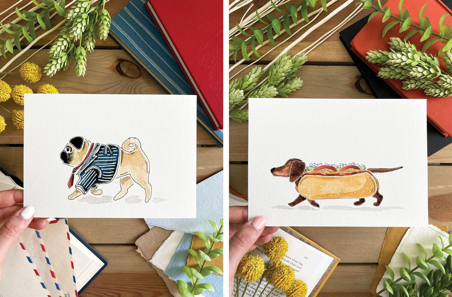 Set of 5 | 5x7 Canine Watercolor Prints - Lilyvine Design