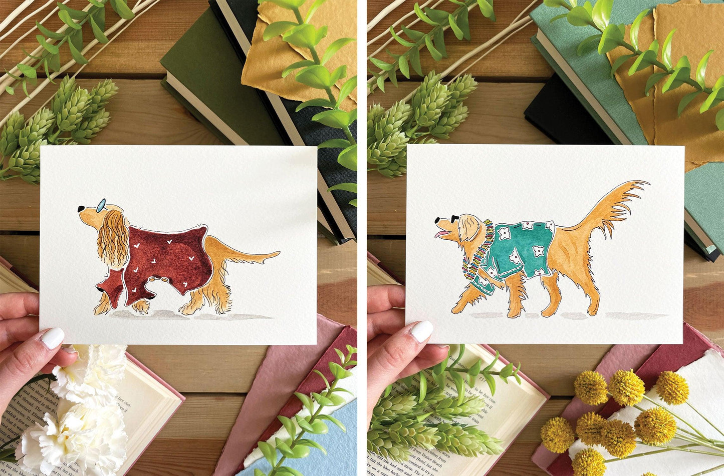 Set of 5 | 5x7 Canine Watercolor Prints - Lilyvine Design