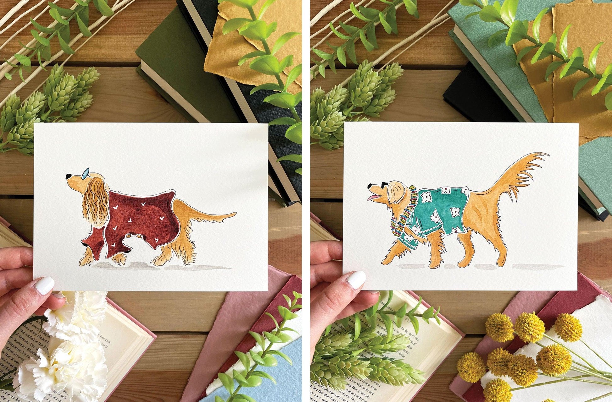 Set of 5 | 5x7 Canine Watercolor Prints - Lilyvine Design