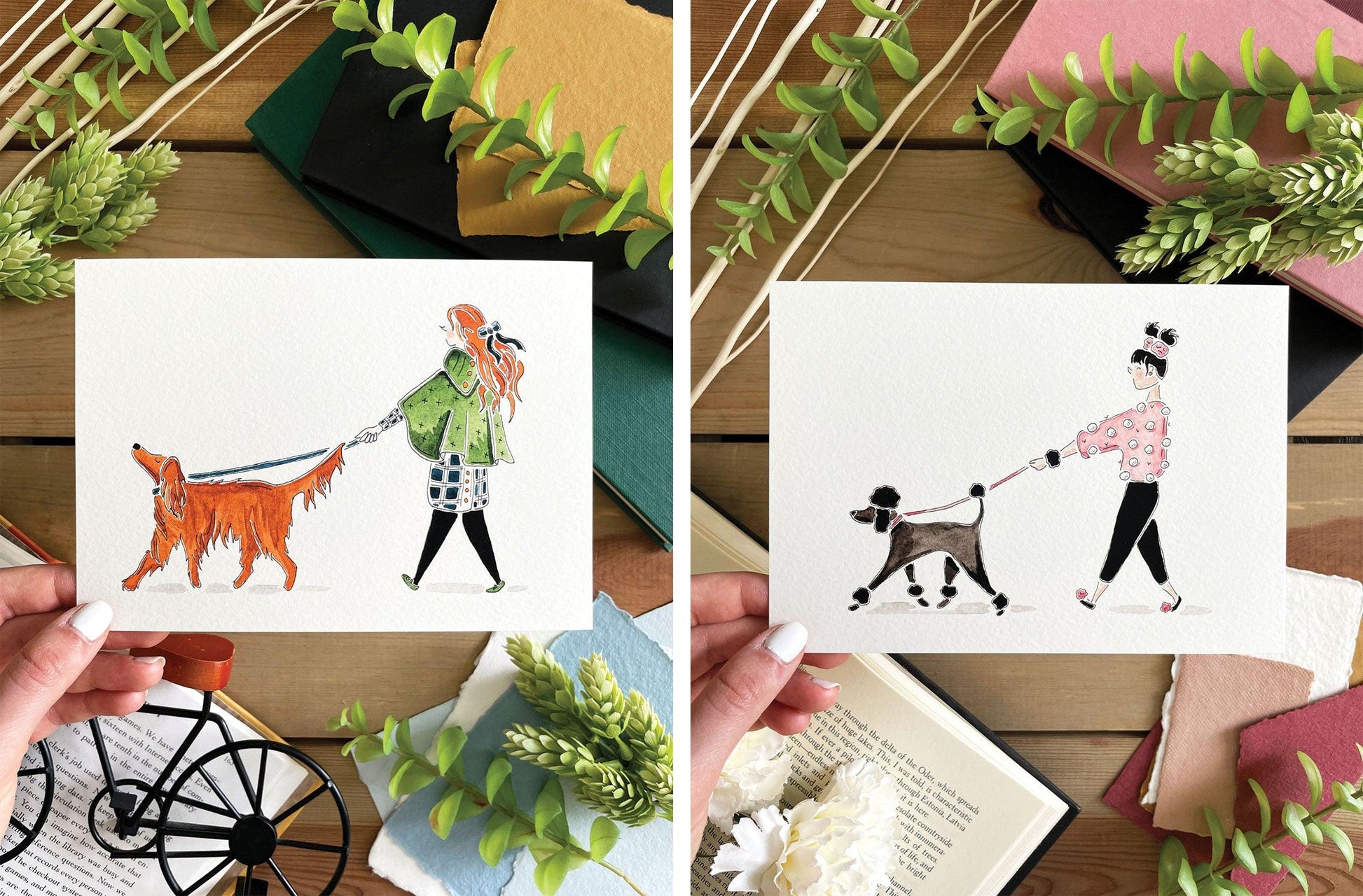 Set of 5 | 5x7 Canine Companion Watercolor Prints - Lilyvine Design