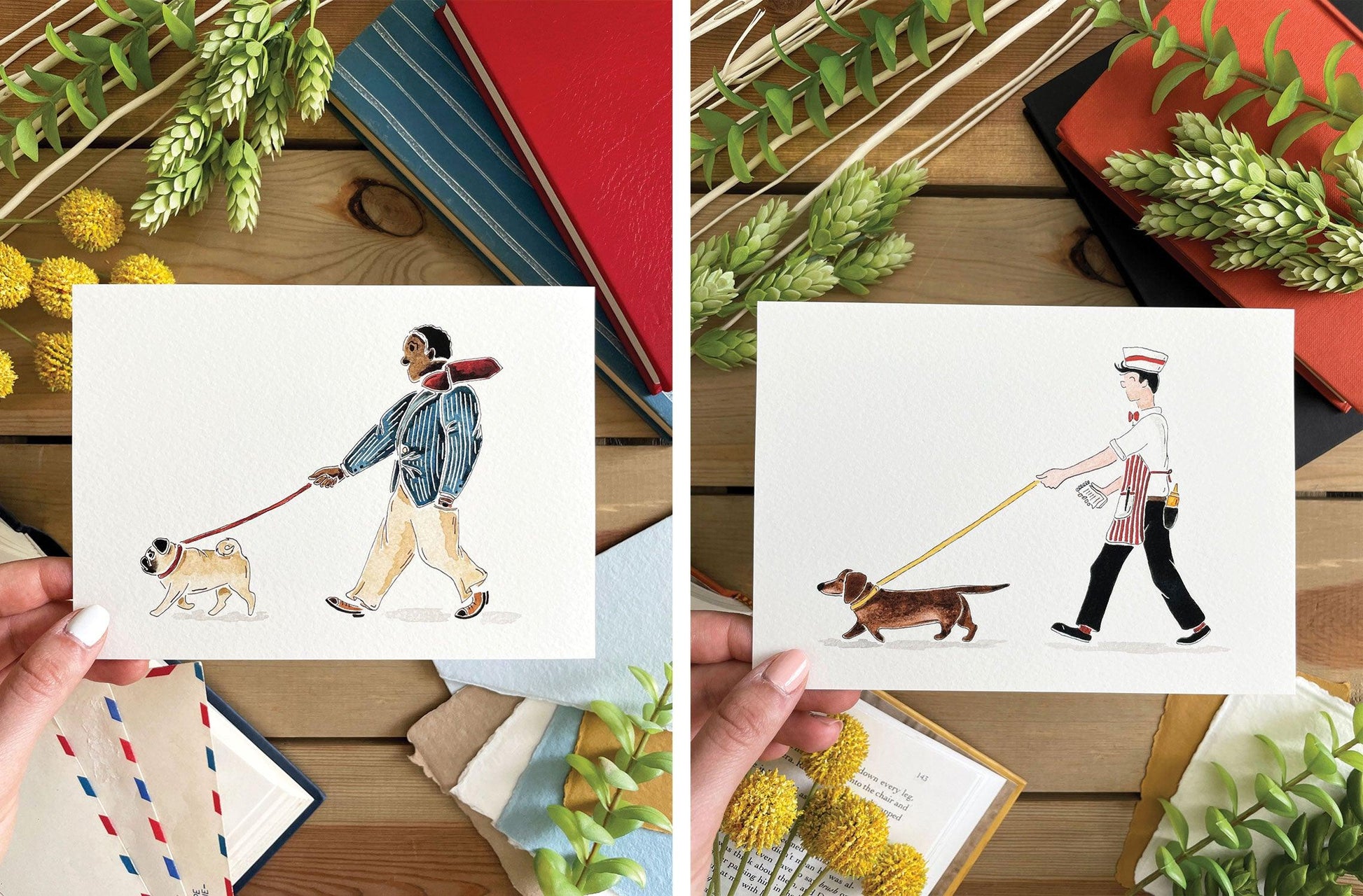 Set of 5 | 5x7 Canine Companion Watercolor Prints - Lilyvine Design