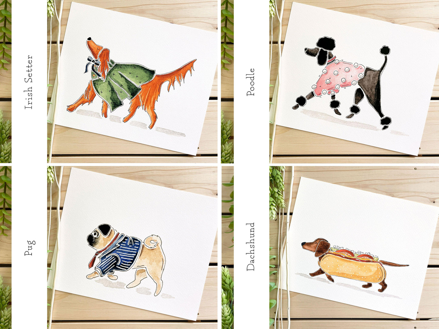 Set of 3 | 8x10 Canine Watercolor Prints - Lilyvine Design