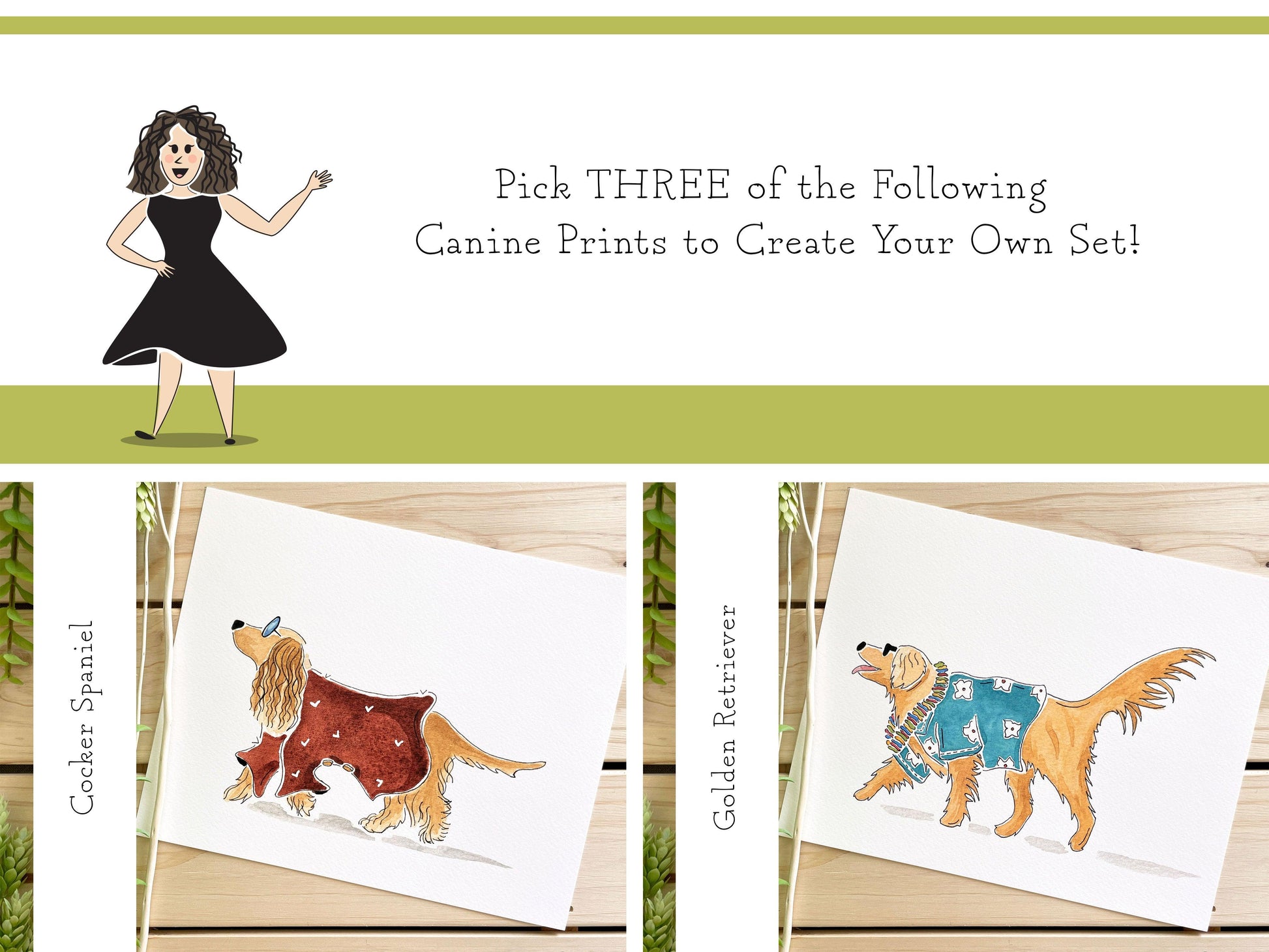 Set of 3 | 8x10 Canine Watercolor Prints - Lilyvine Design
