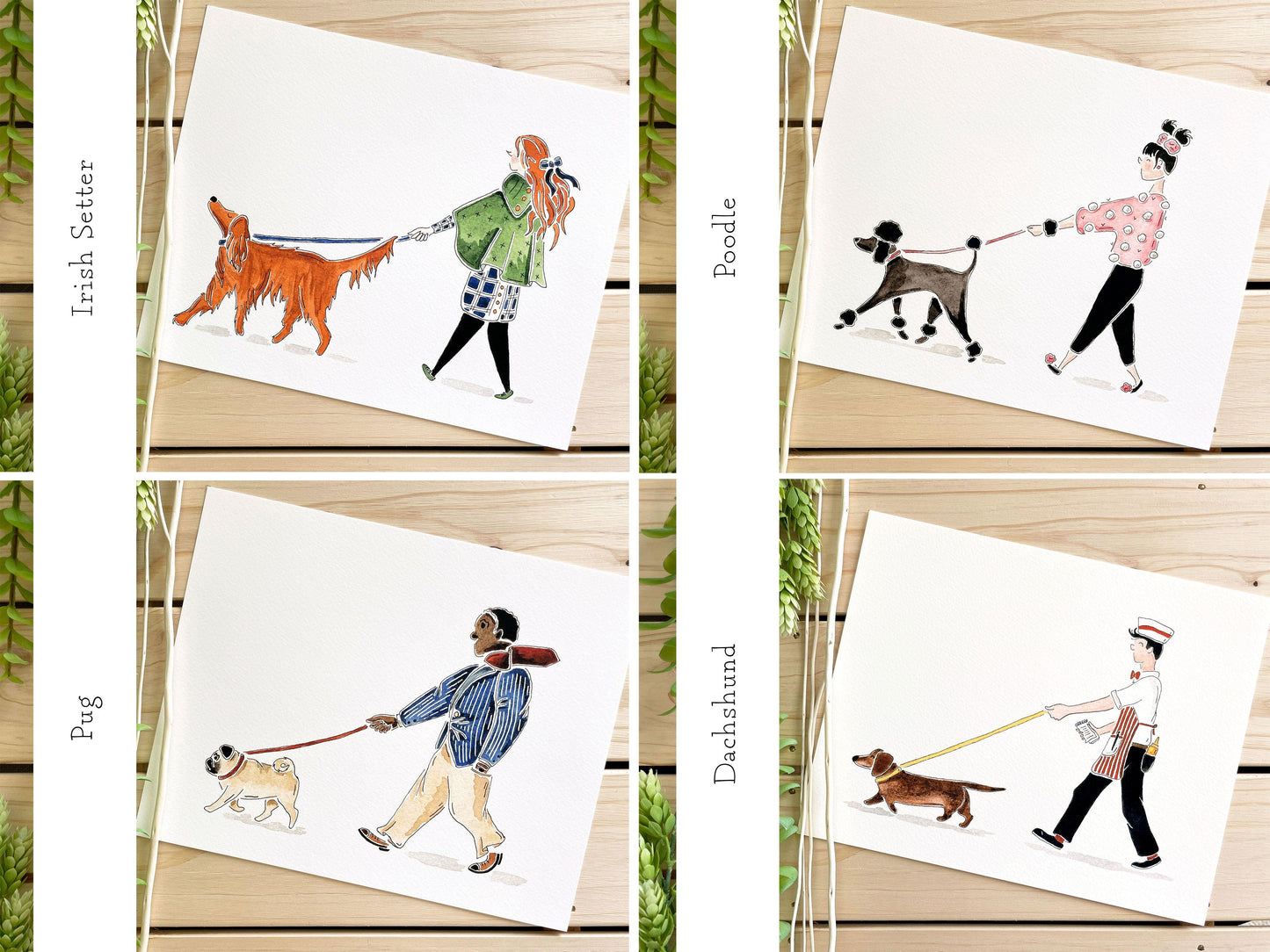 Set of 3 | 8x10 Canine Companion Watercolor Prints - Lilyvine Design