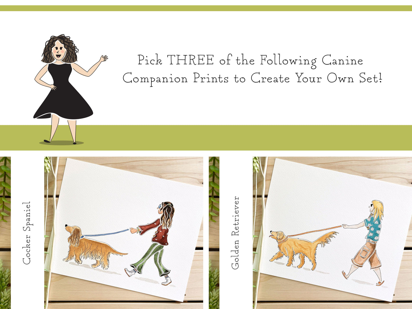 Set of 3 | 8x10 Canine Companion Watercolor Prints - Lilyvine Design