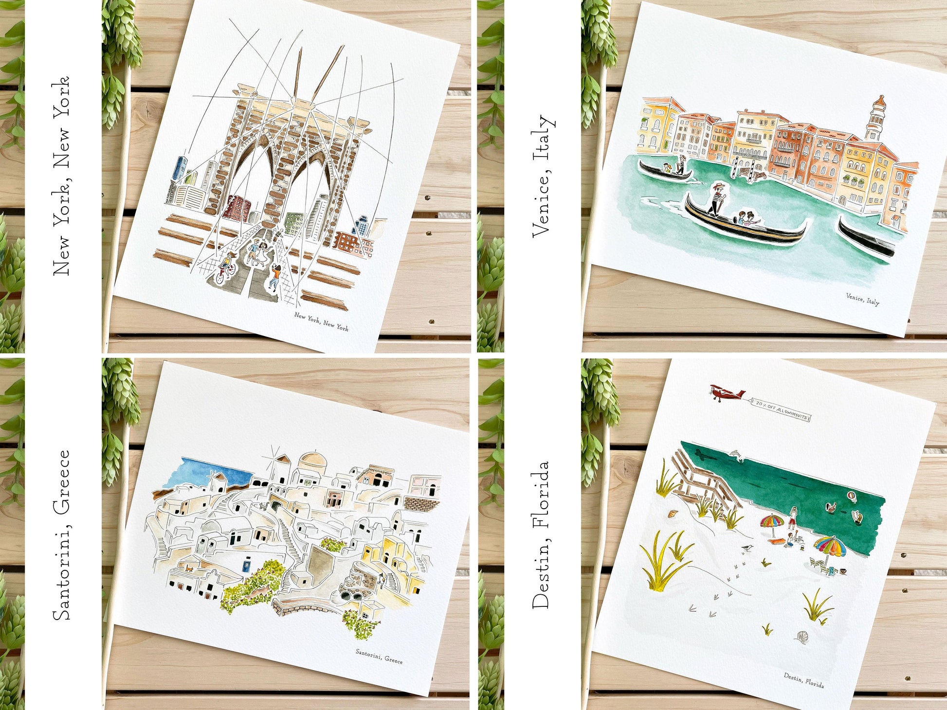 Set of 3 | 8x10 City Watercolor Prints - Lilyvine Design