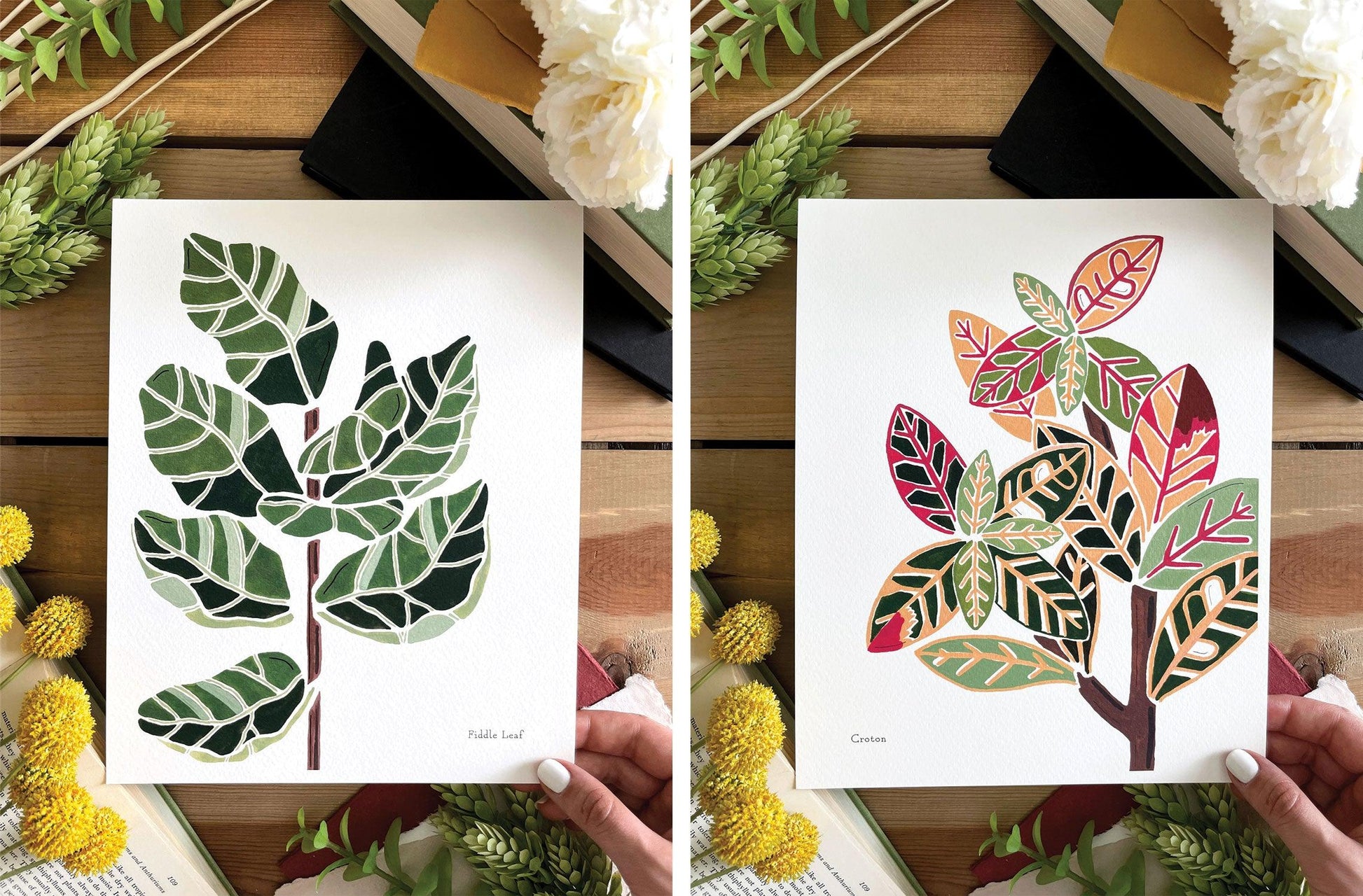 Set of 3 | 8x10 Plants on Paper Gouache Prints - Lilyvine Design