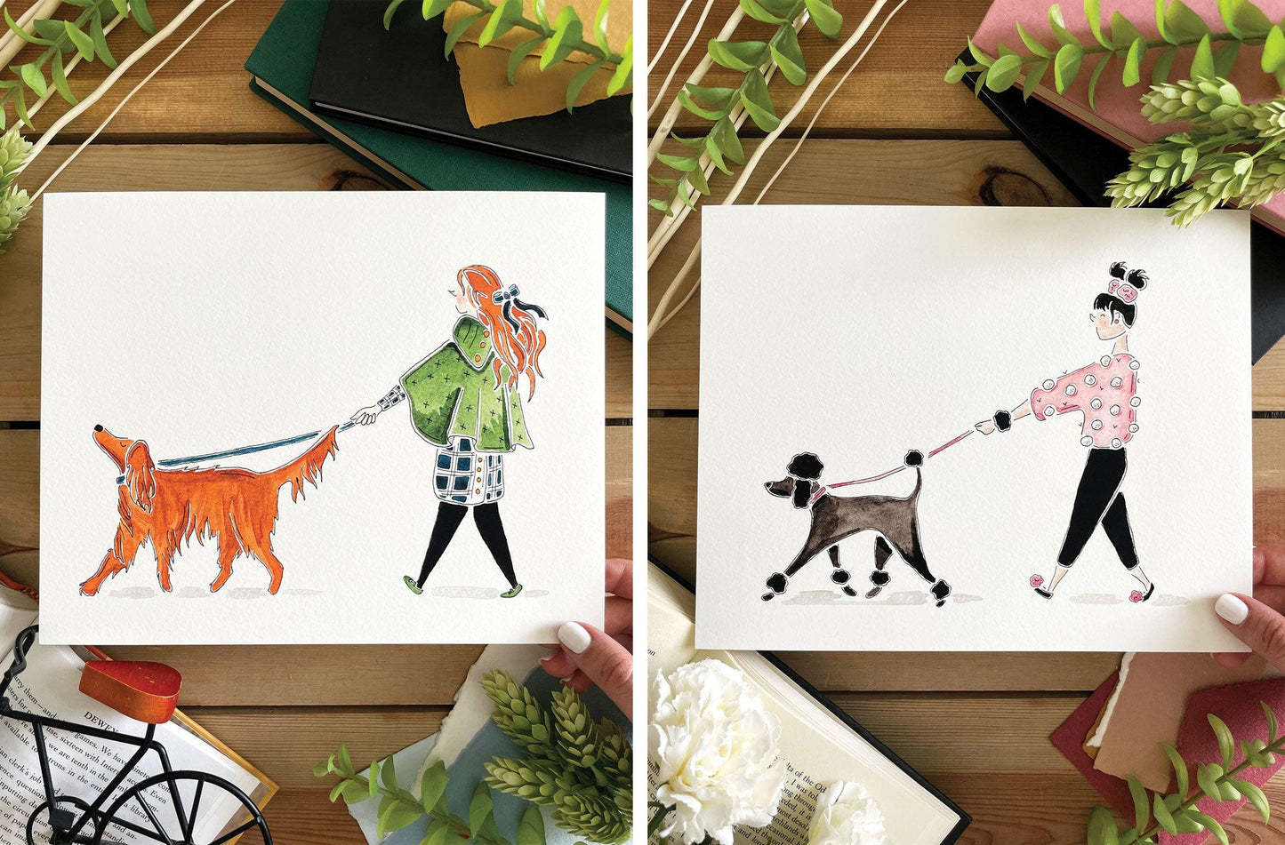 Set of 3 | 8x10 Canine Companion Watercolor Prints - Lilyvine Design
