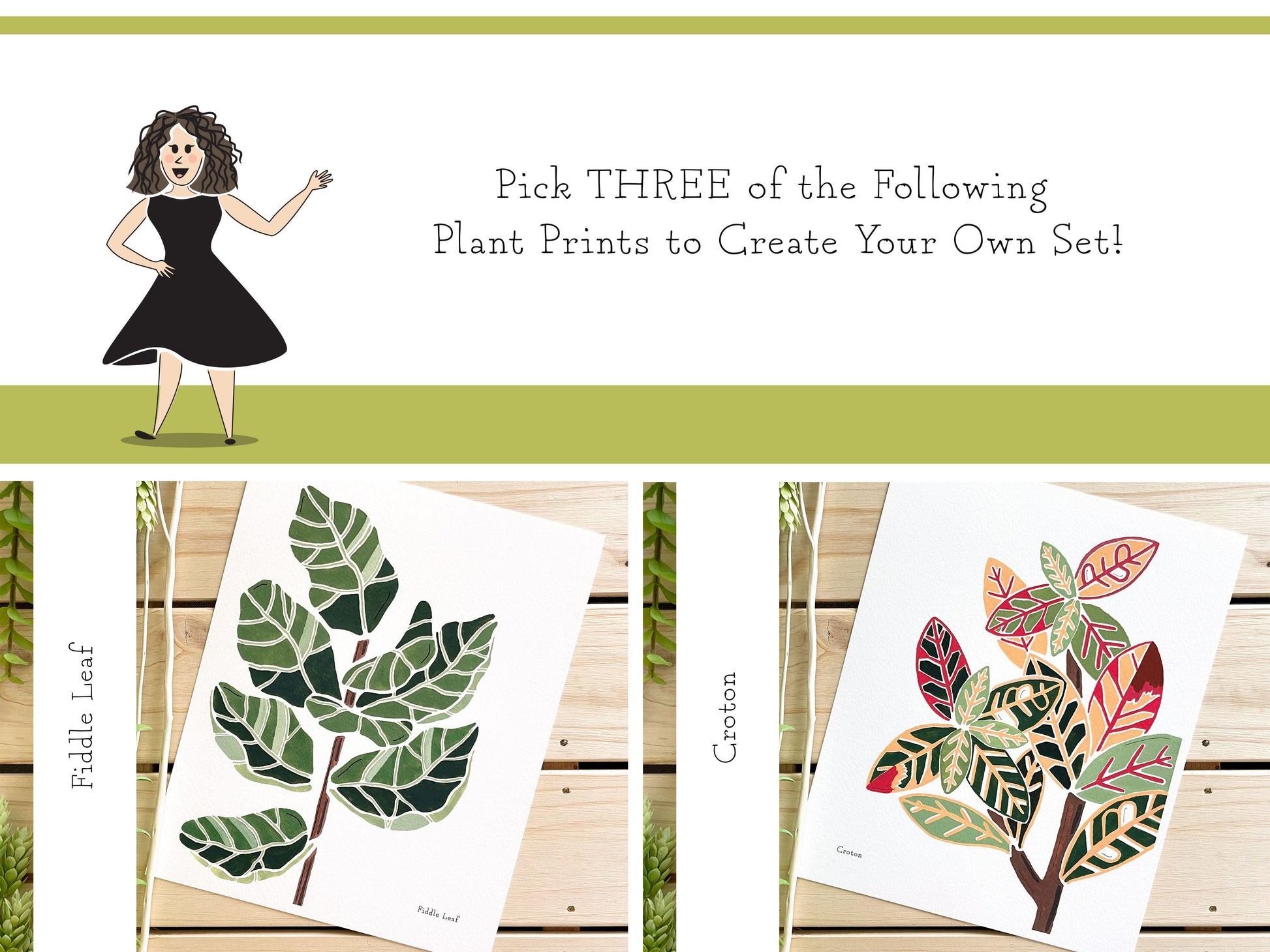 Set of 3 | 8x10 Plants on Paper Gouache Prints - Lilyvine Design