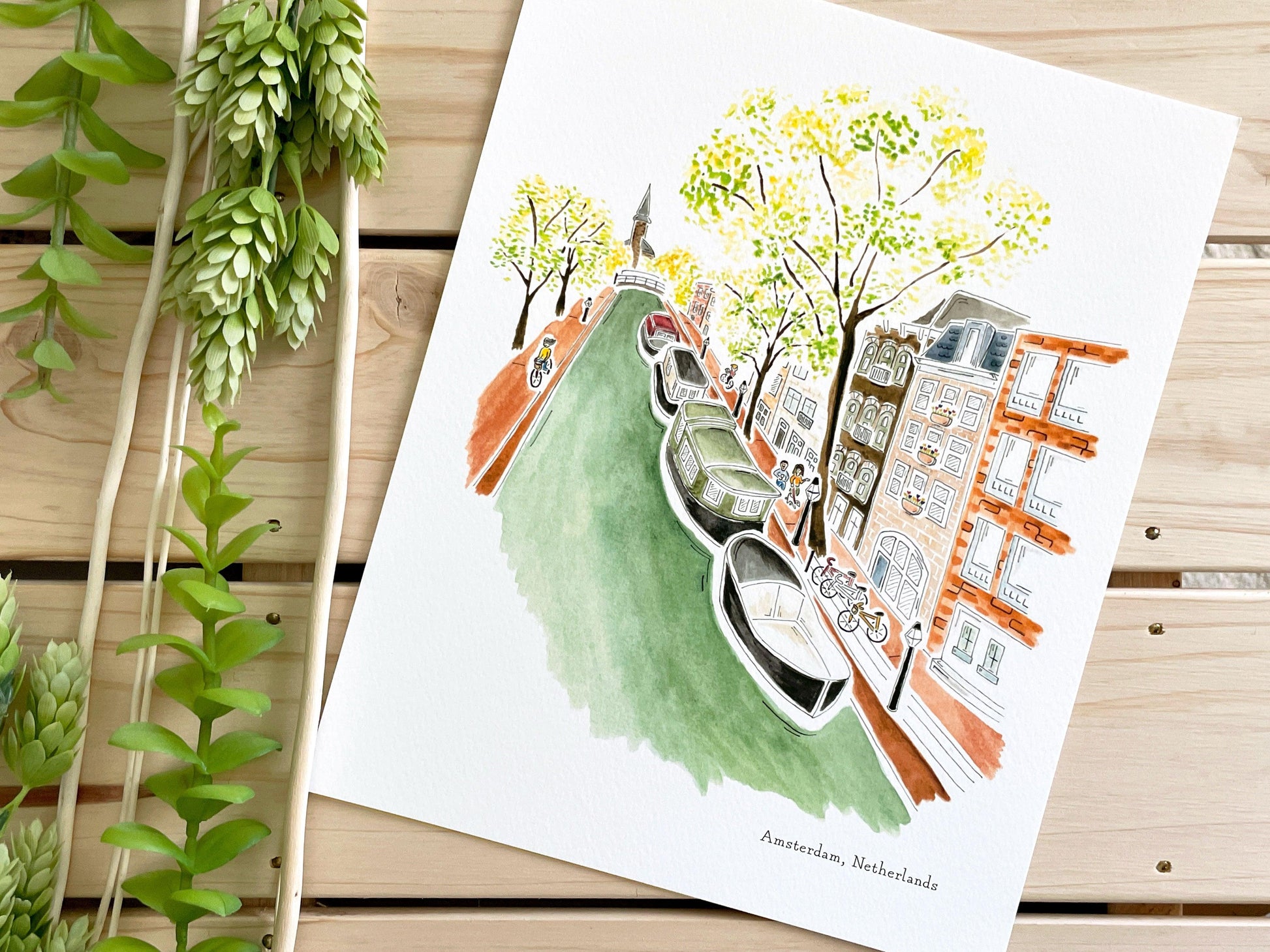 Amsterdam (Netherlands) 8x10 Watercolor Print - Lilyvine Design