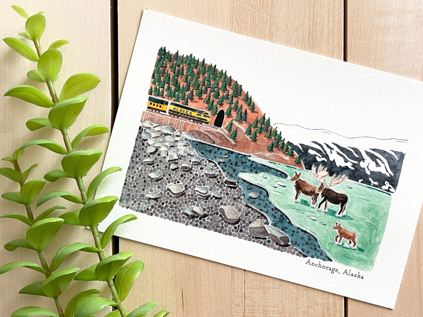 Anchorage (Alaska) 5x7 Watercolor Print - Lilyvine Design