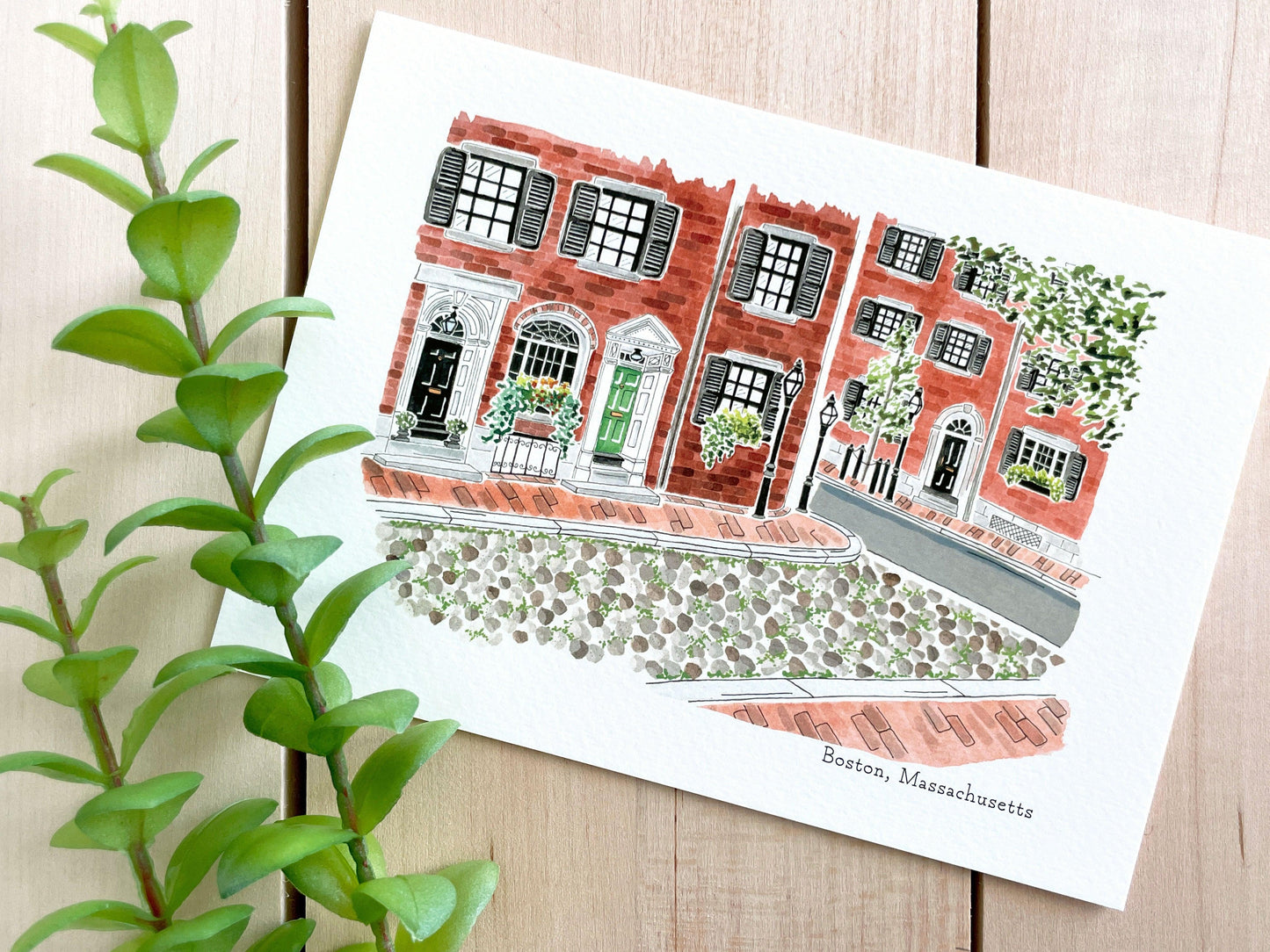 Boston (Massachusetts) 5x7 Watercolor Print - Lilyvine Design