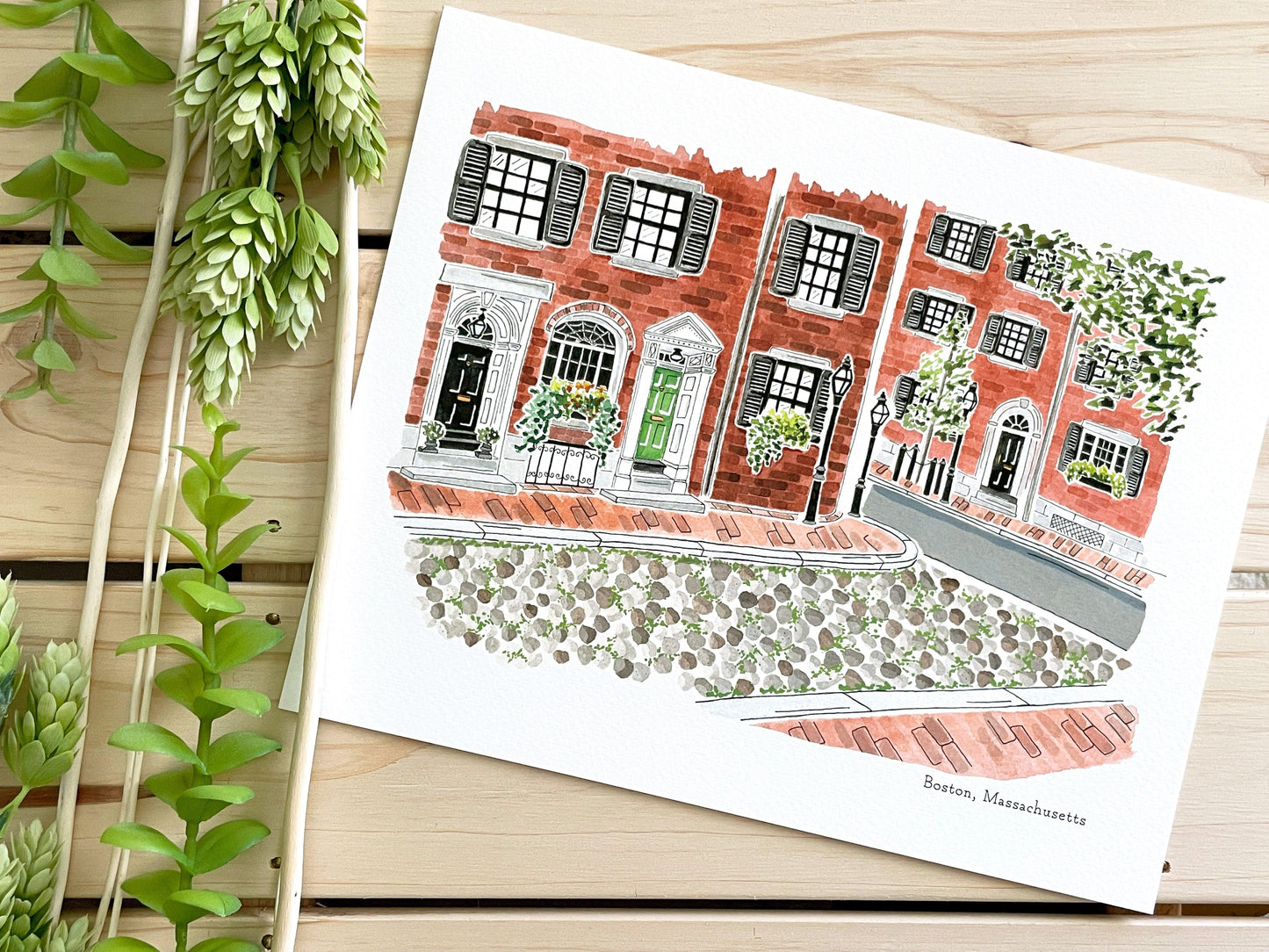 Boston (Massachusetts) 8x10 Watercolor Print - Lilyvine Design