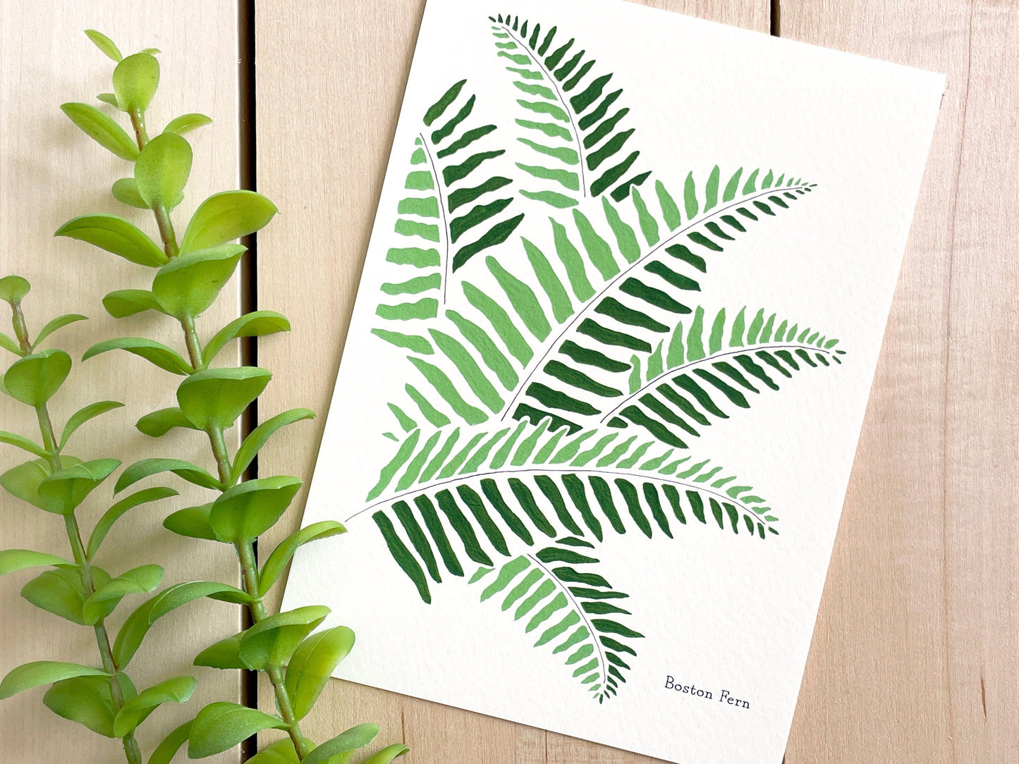 Boston Fern 5x7 Gouache Print - Lilyvine Design