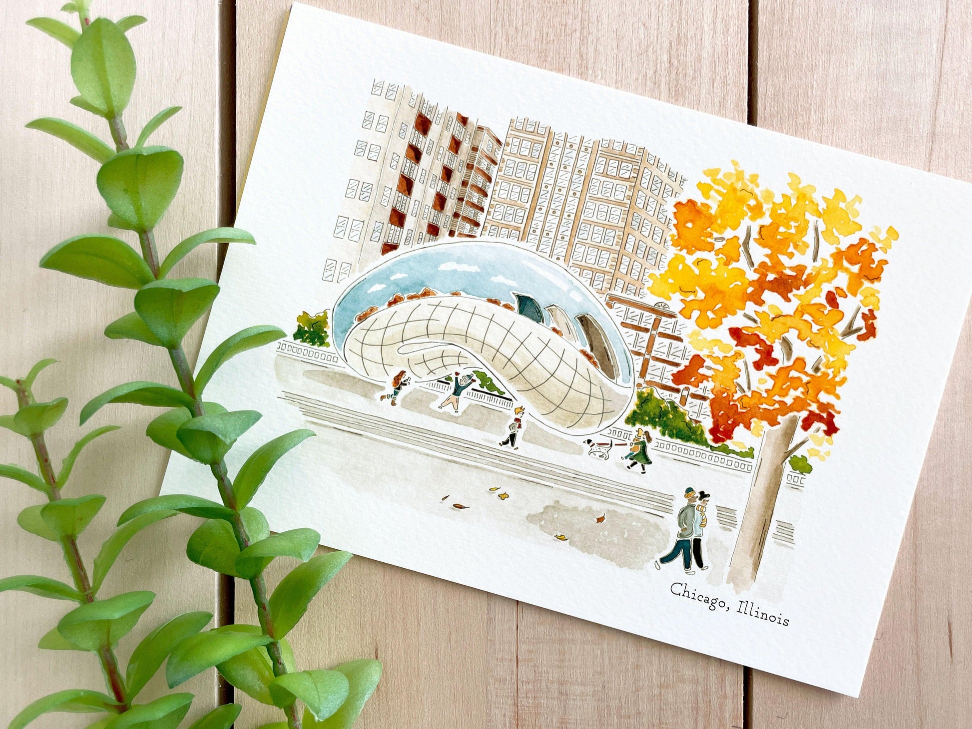 Chicago (Illinois) 5x7 Watercolor Print - Lilyvine Design