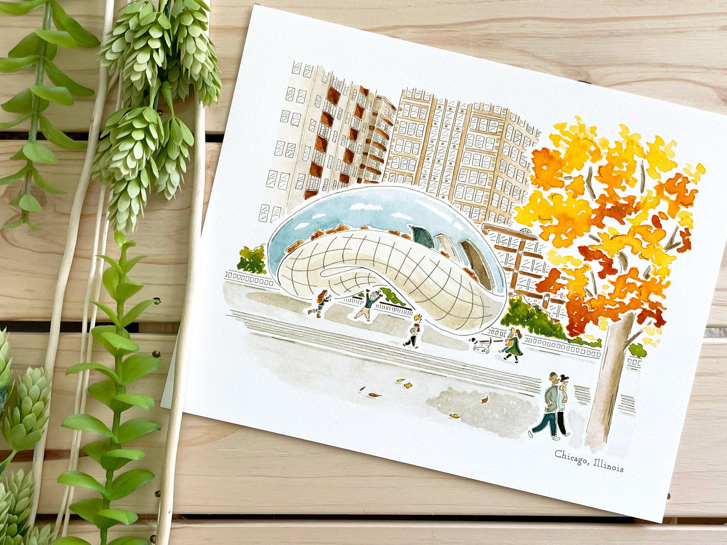 Chicago (Illinois) 8x10 Watercolor Print - Lilyvine Design