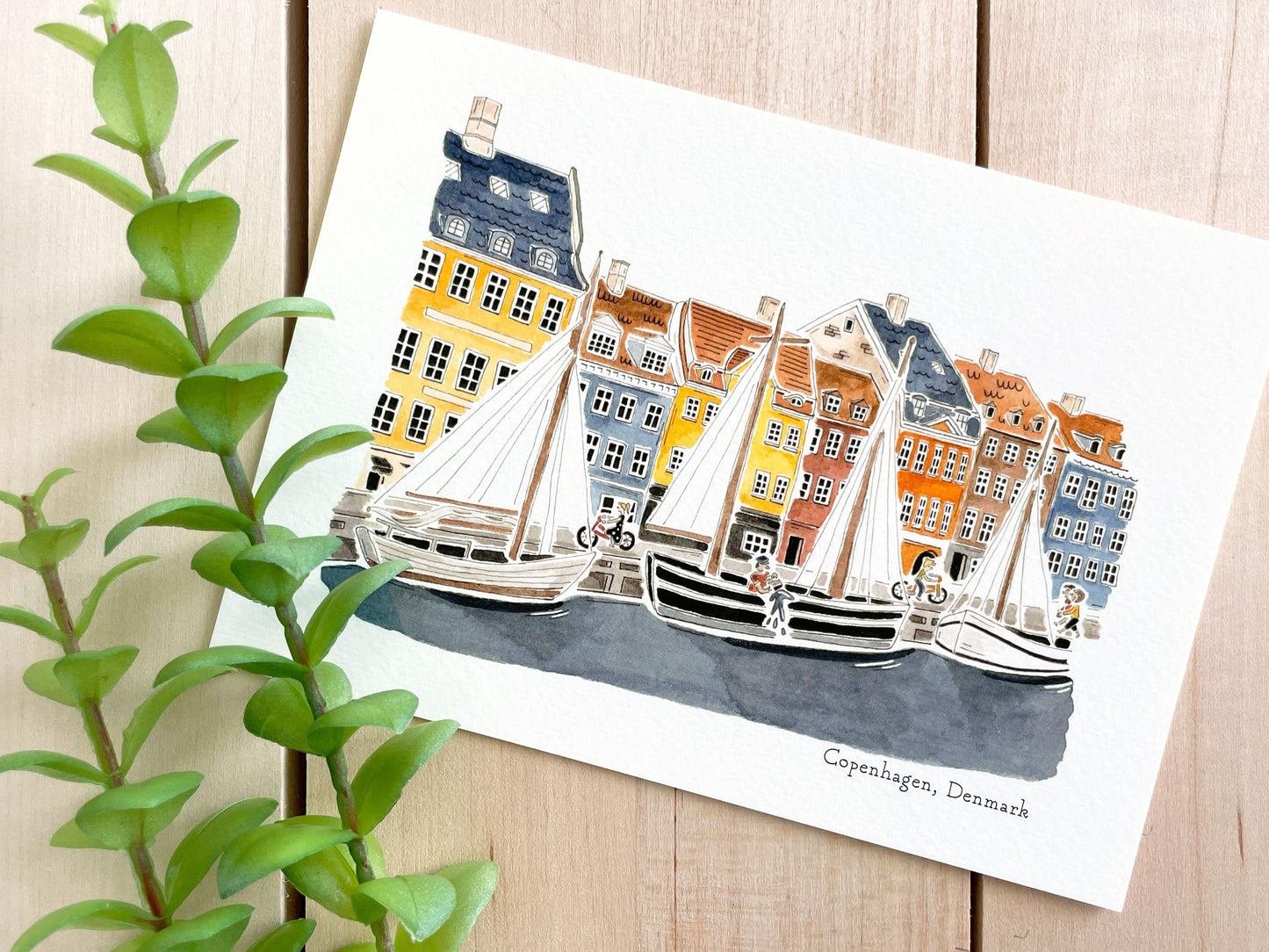 Copenhagen (Denmark) 5x7 Watercolor Print - Lilyvine Design