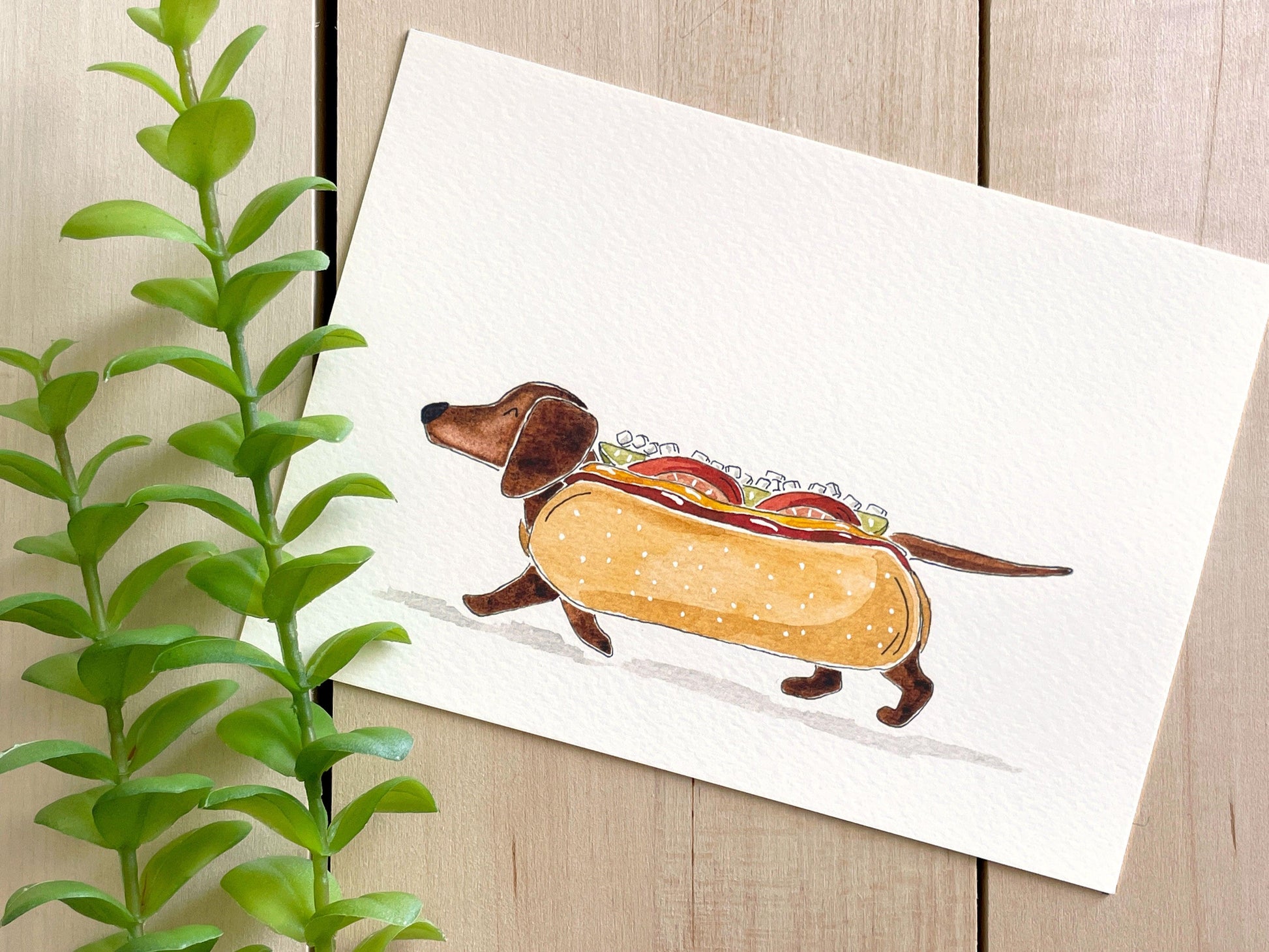 Dachshund 5x7 Watercolor Print - Lilyvine Design