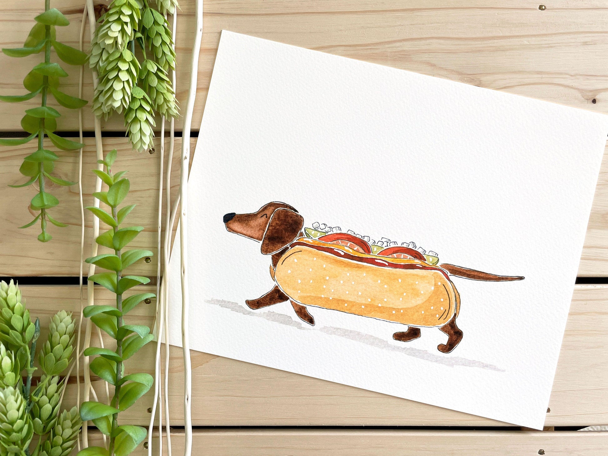 Dachshund 8x10 Watercolor Print - Lilyvine Design