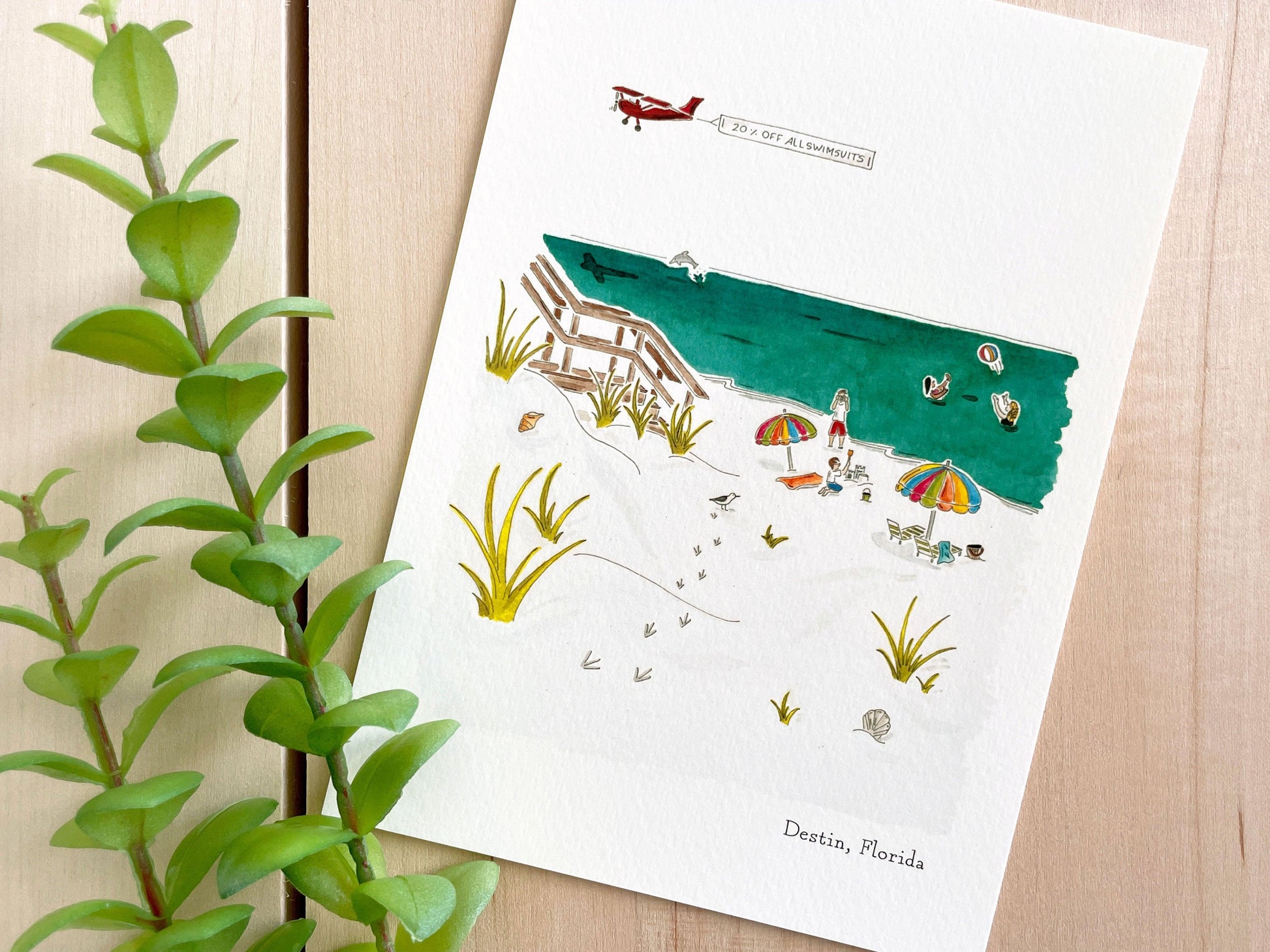 Destin (Florida) 5x7 Watercolor Print - Lilyvine Design